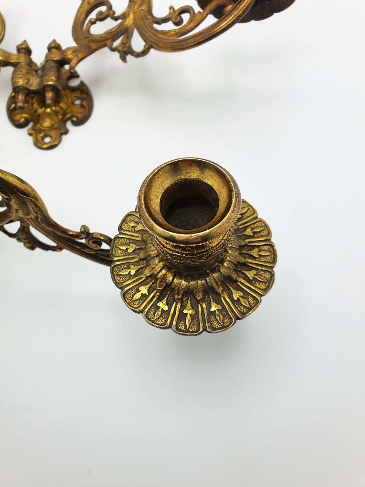 Pretty Pair of Brass Wall Candle Holders - circa 1900