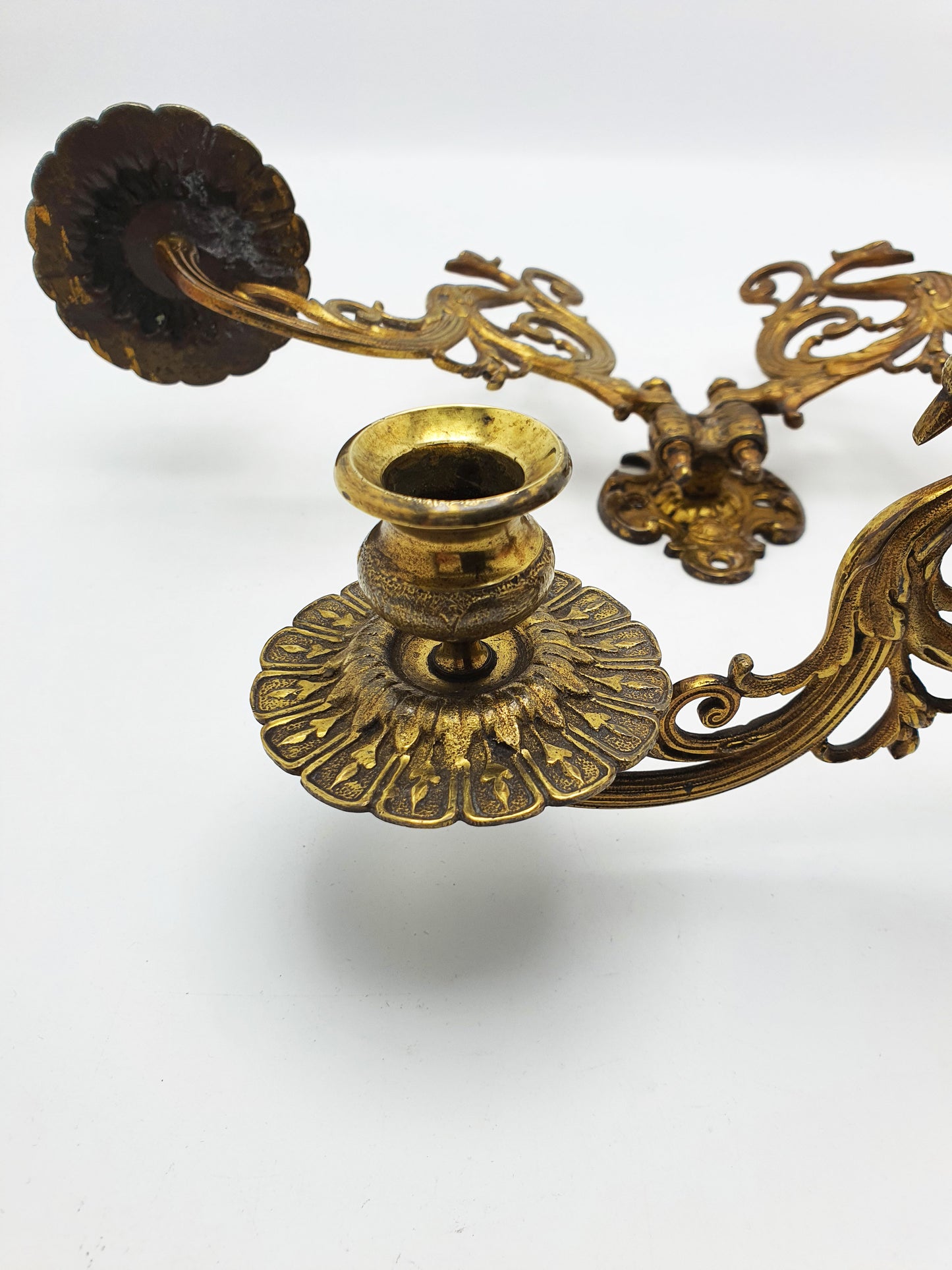 Pretty Pair of Brass Wall Candle Holders - circa 1900