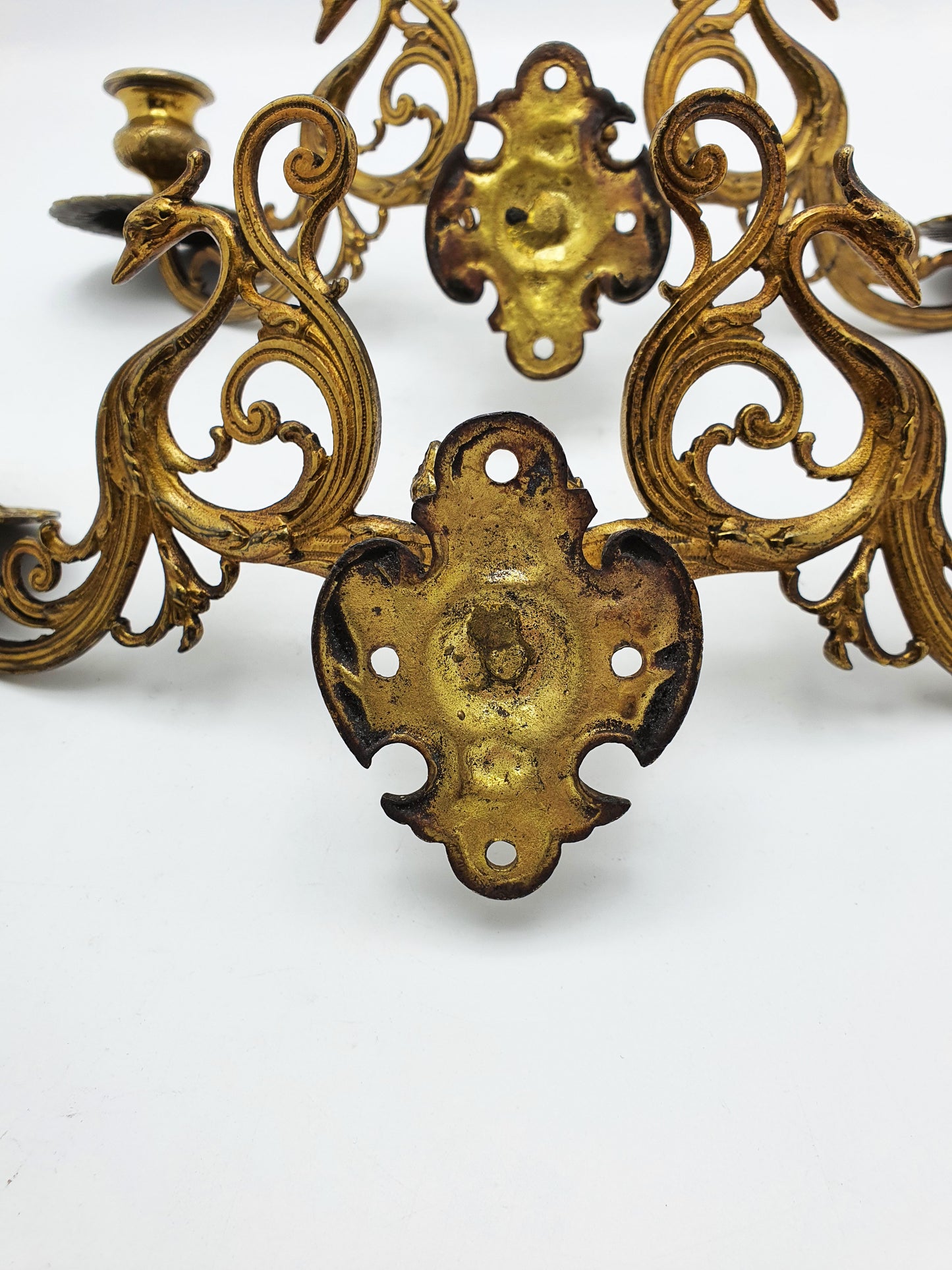 Pretty Pair of Brass Wall Candle Holders - circa 1900