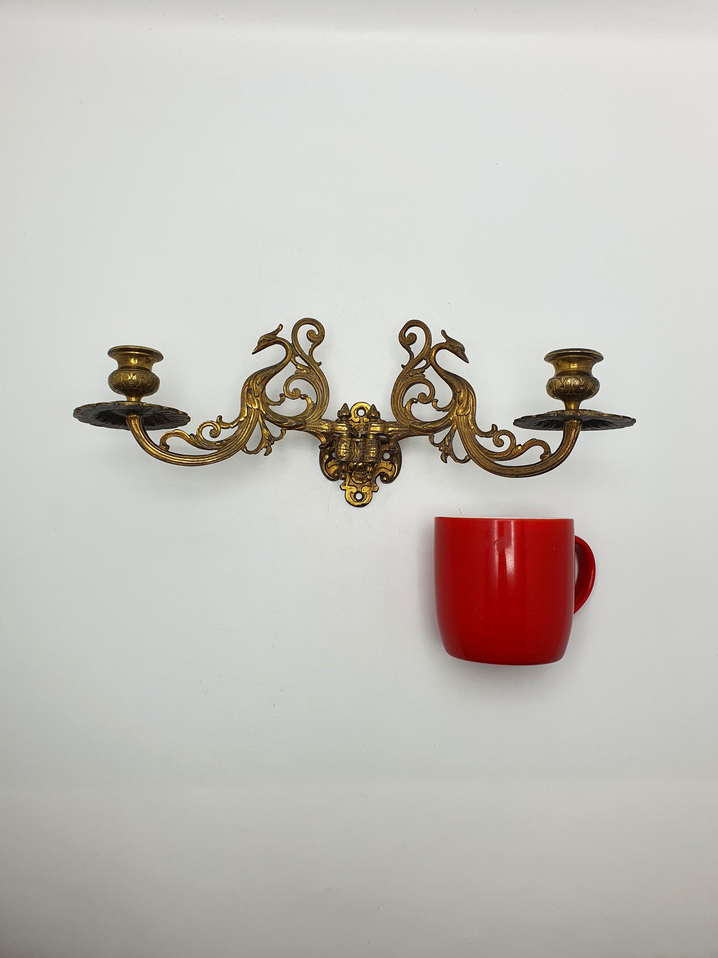 Pretty Pair of Brass Wall Candle Holders - circa 1900