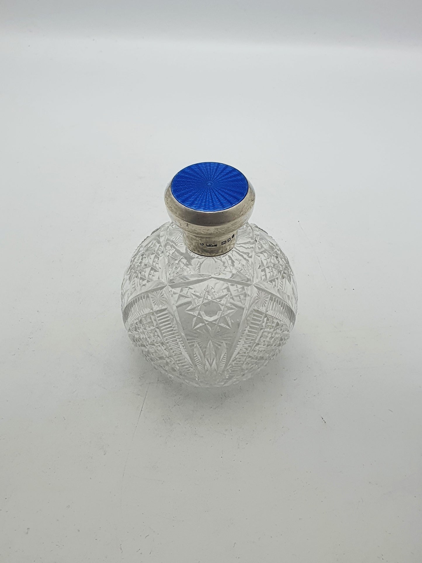 Lovely Silver and Guilloche Enamel Topped Scent Bottle - 1944