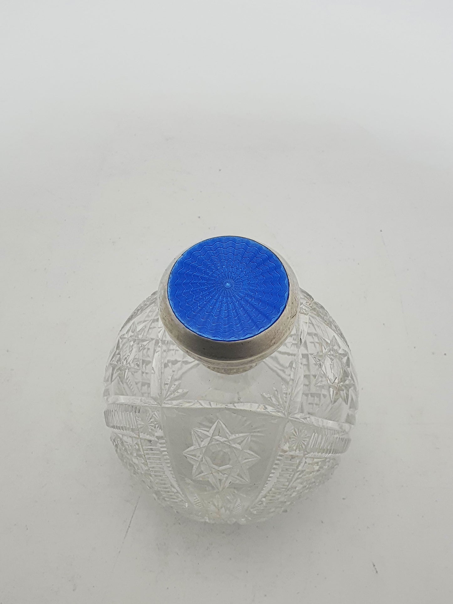 Lovely Silver and Guilloche Enamel Topped Scent Bottle - 1944
