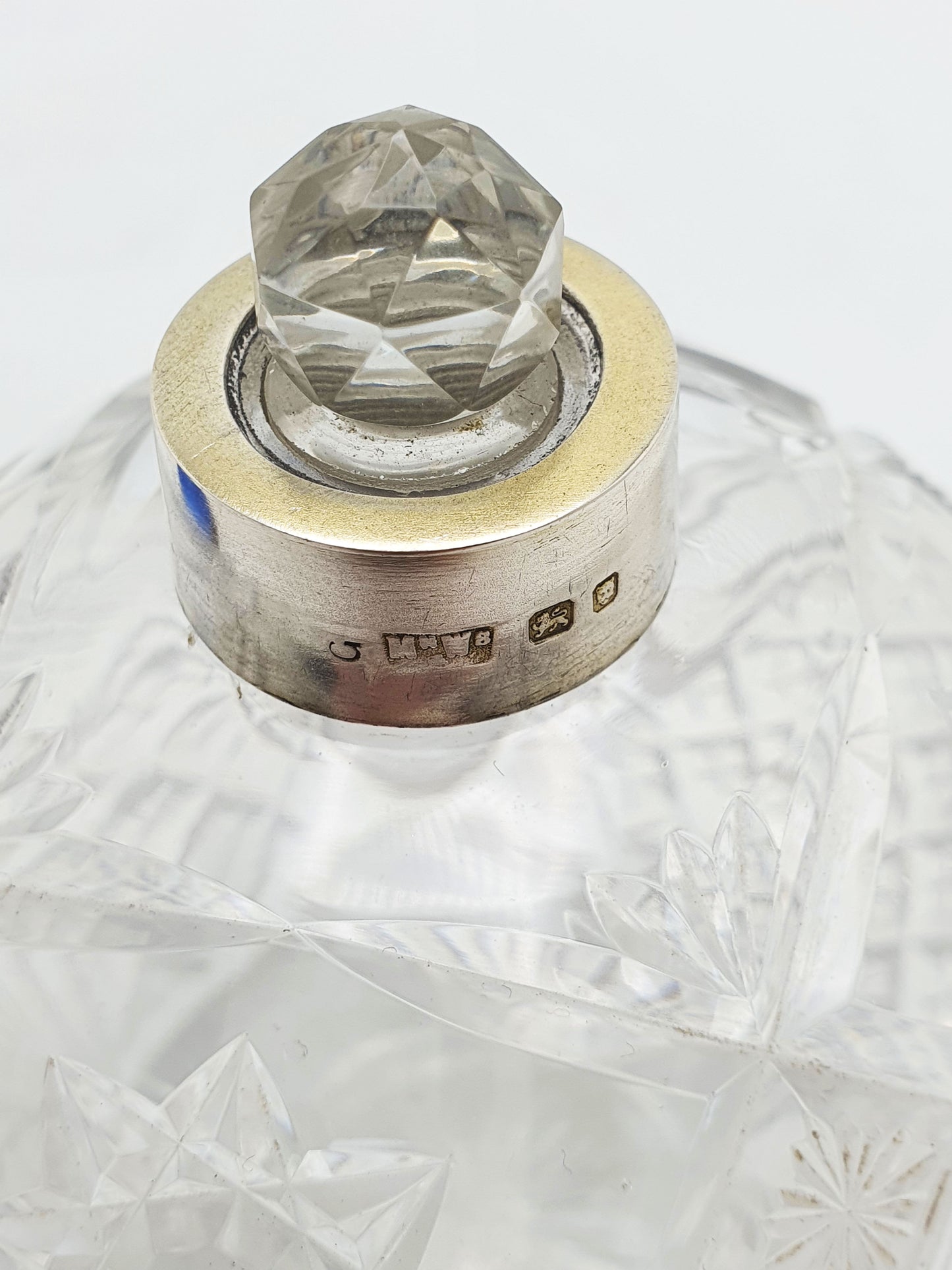 Lovely Silver and Guilloche Enamel Topped Scent Bottle - 1944