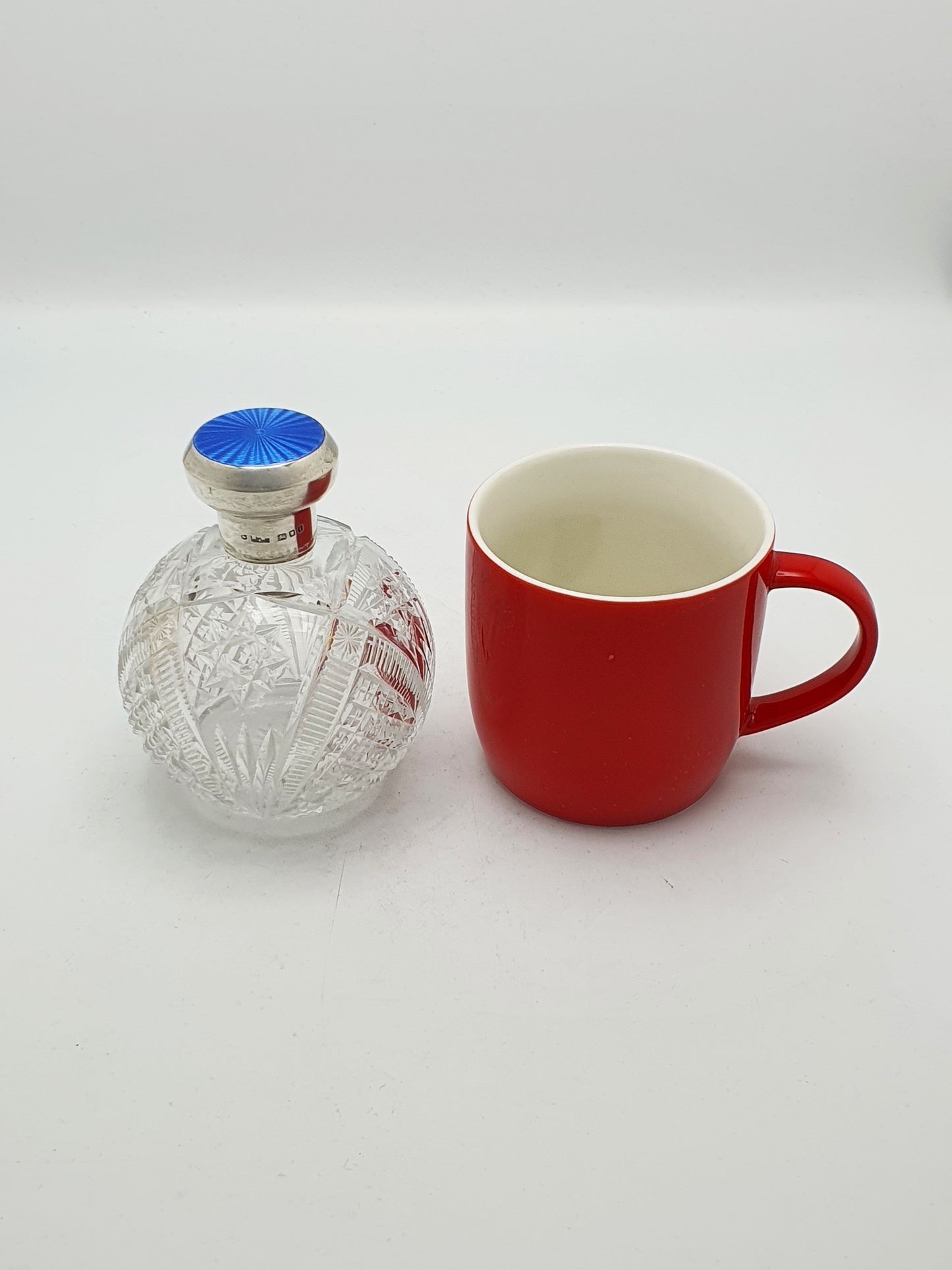 Lovely Silver and Guilloche Enamel Topped Scent Bottle - 1944