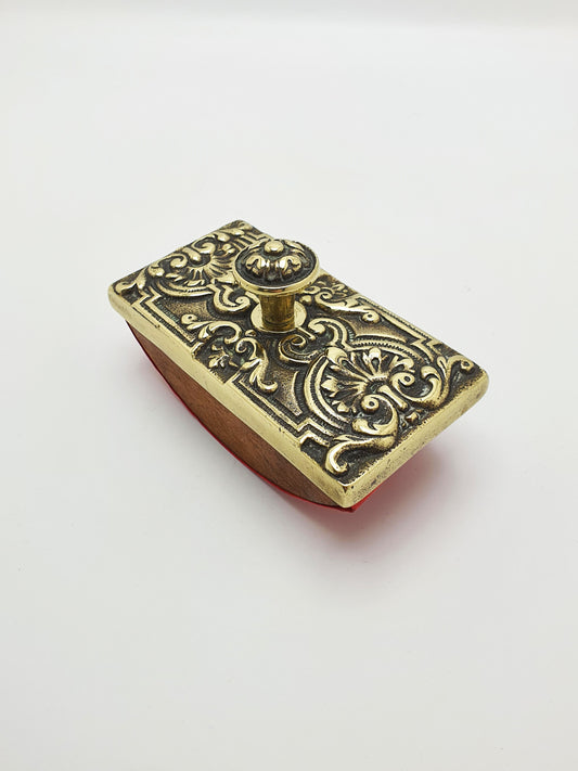 Antique Edwardian Brass & Wood Rocker Ink Blotter – circa 1905