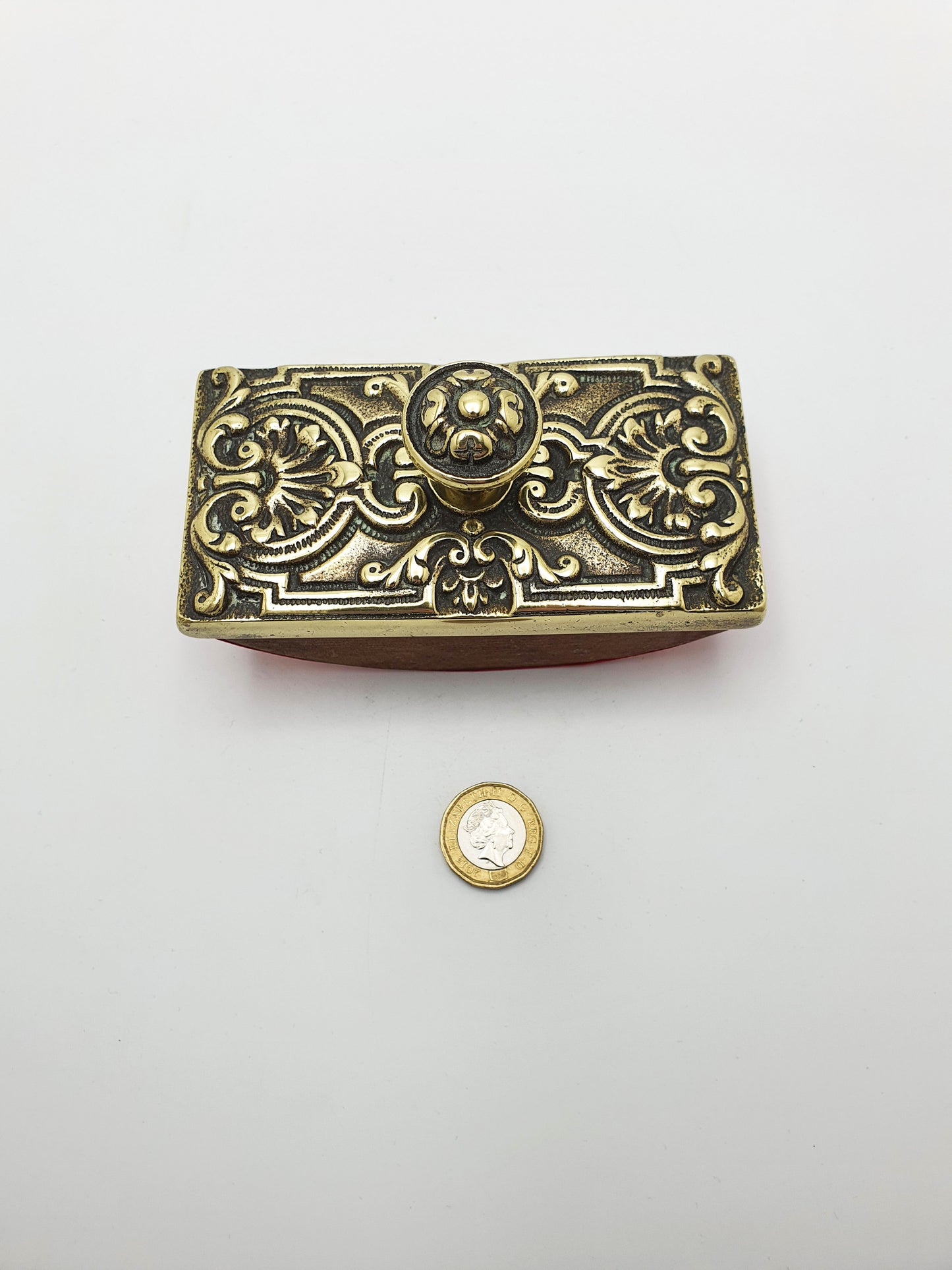 Antique Edwardian Brass & Wood Rocker Ink Blotter – circa 1905