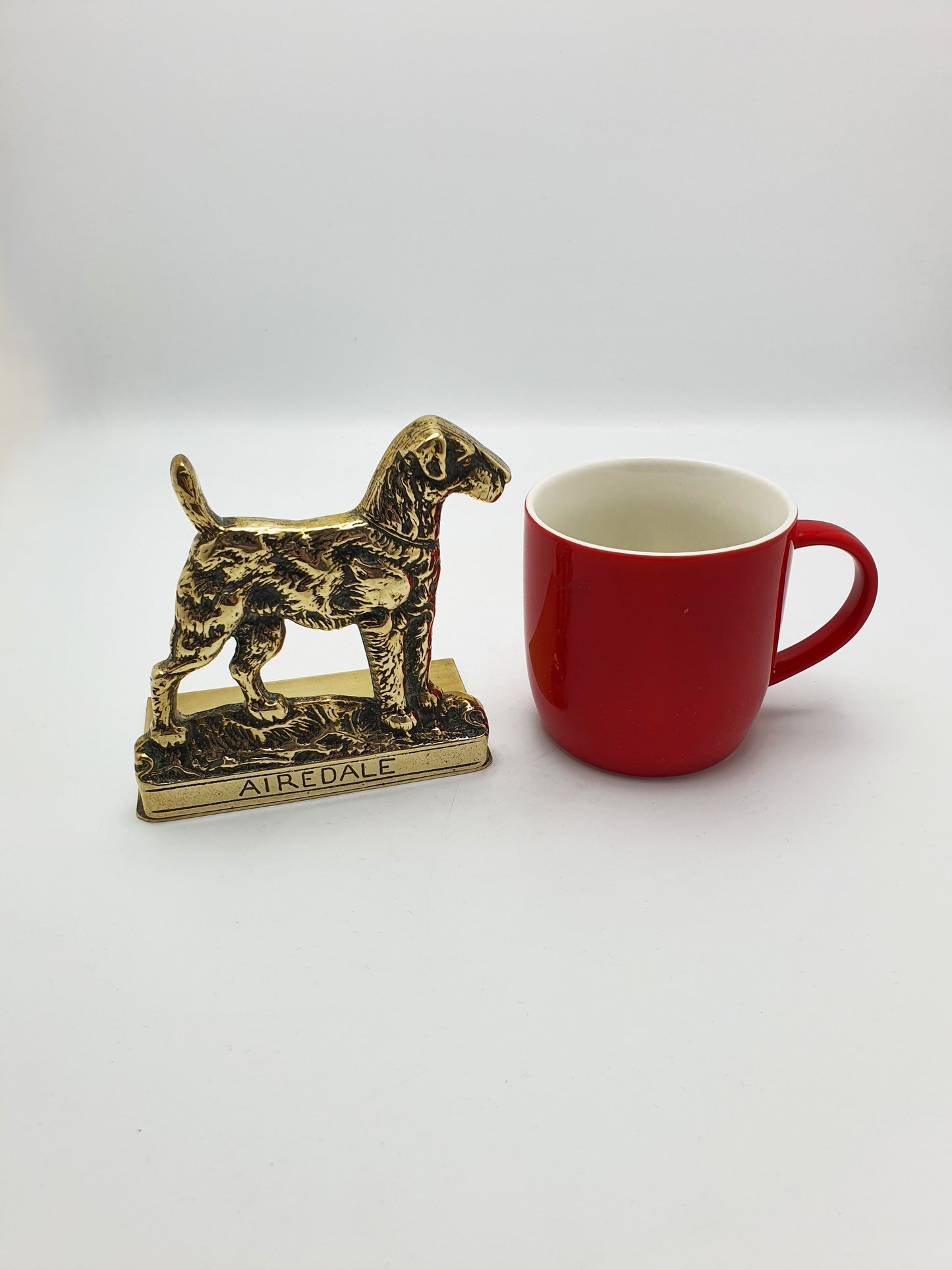 Pair of Vintage Solid Brass Airedale Terrier Dog Bookends – circa 1930