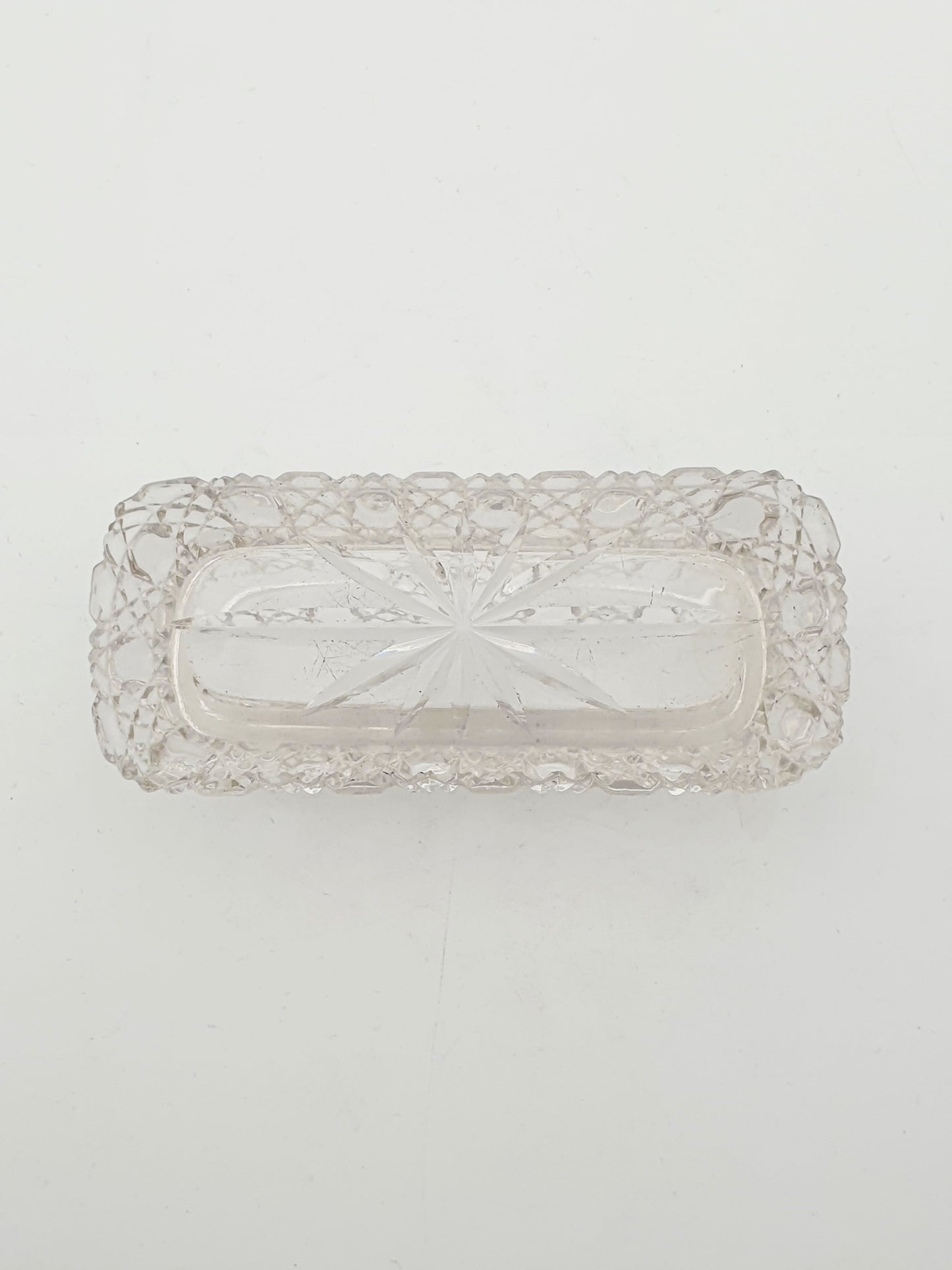 Lovely Antique Edwardian Silver Topped Glass Trinket Box - 1909