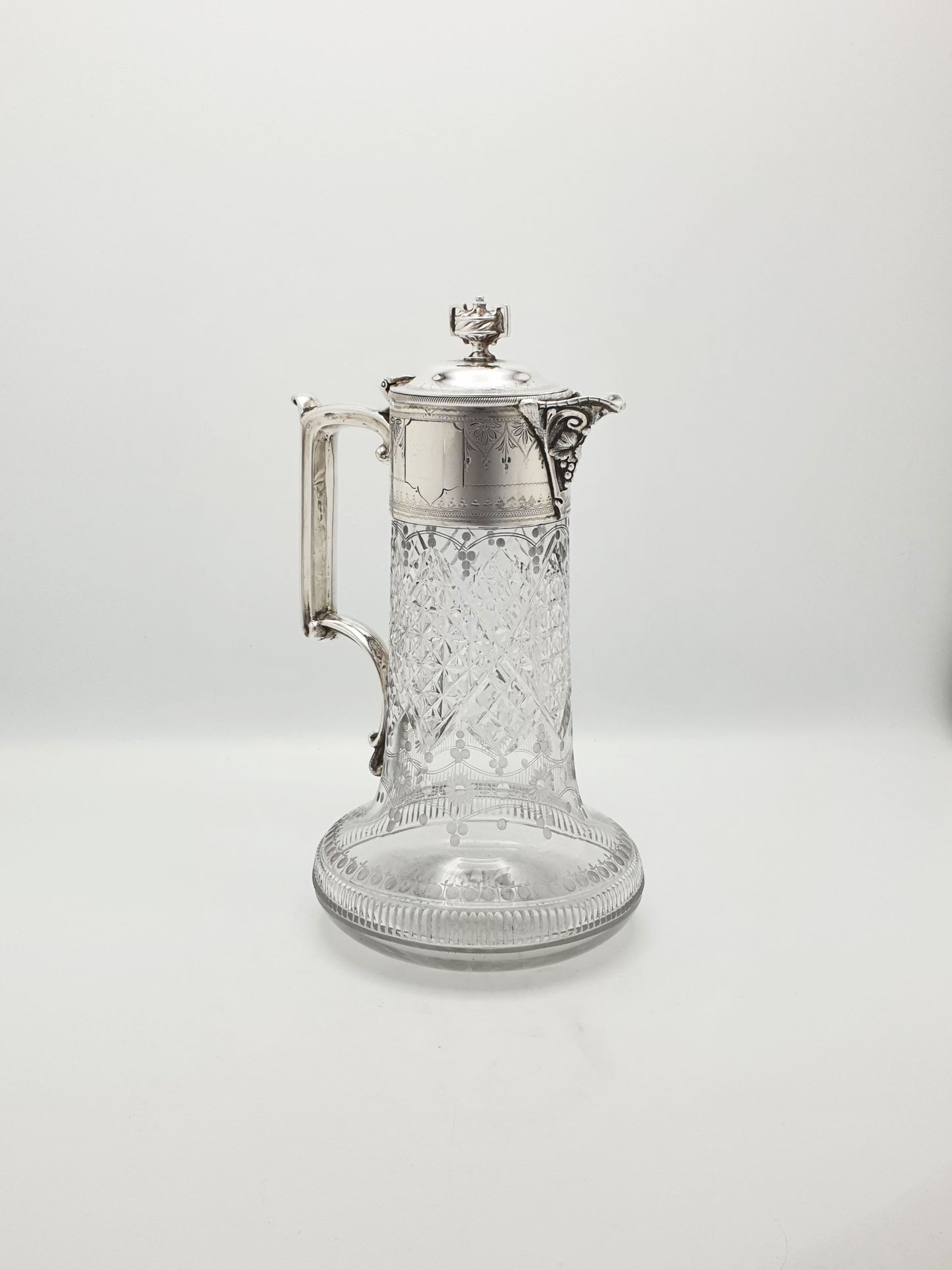 Splendid Victorian Cut Glass & Silver-Plated Claret Jug – circa 1890