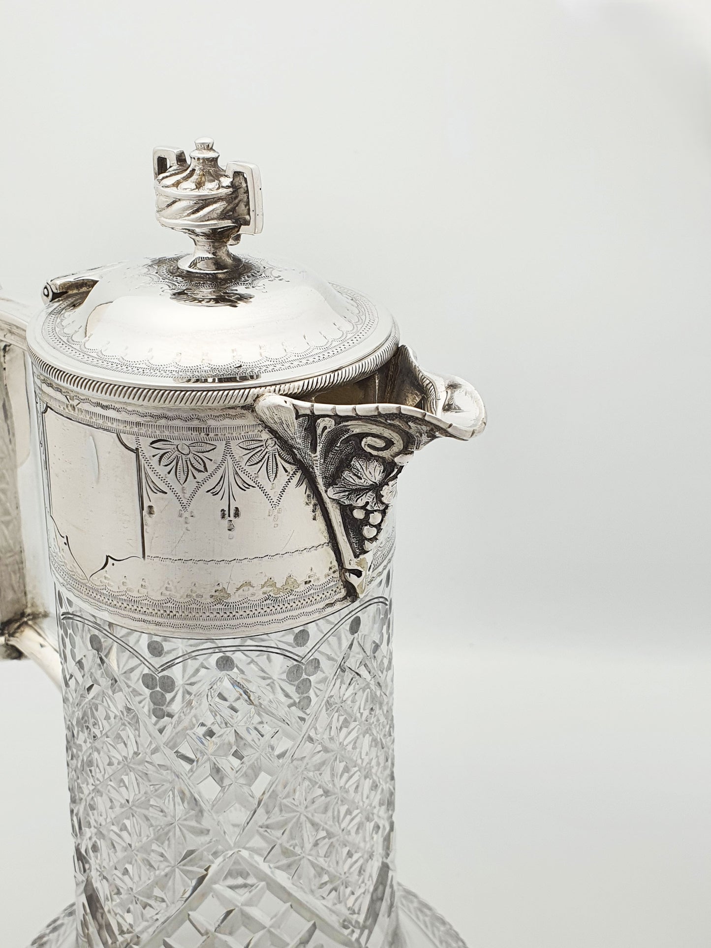 Splendid Victorian Cut Glass & Silver-Plated Claret Jug – circa 1890