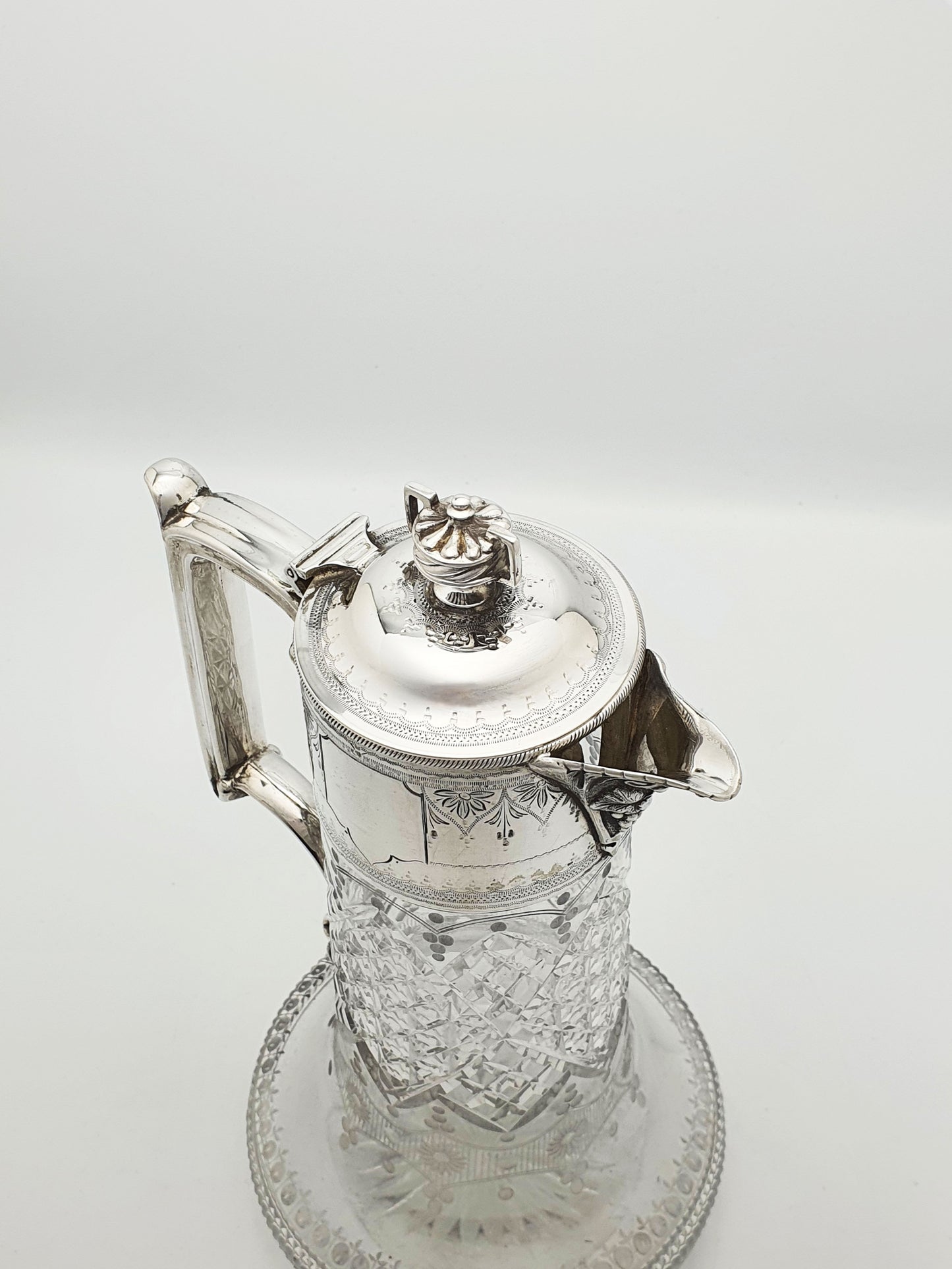 Splendid Victorian Cut Glass & Silver-Plated Claret Jug – circa 1890