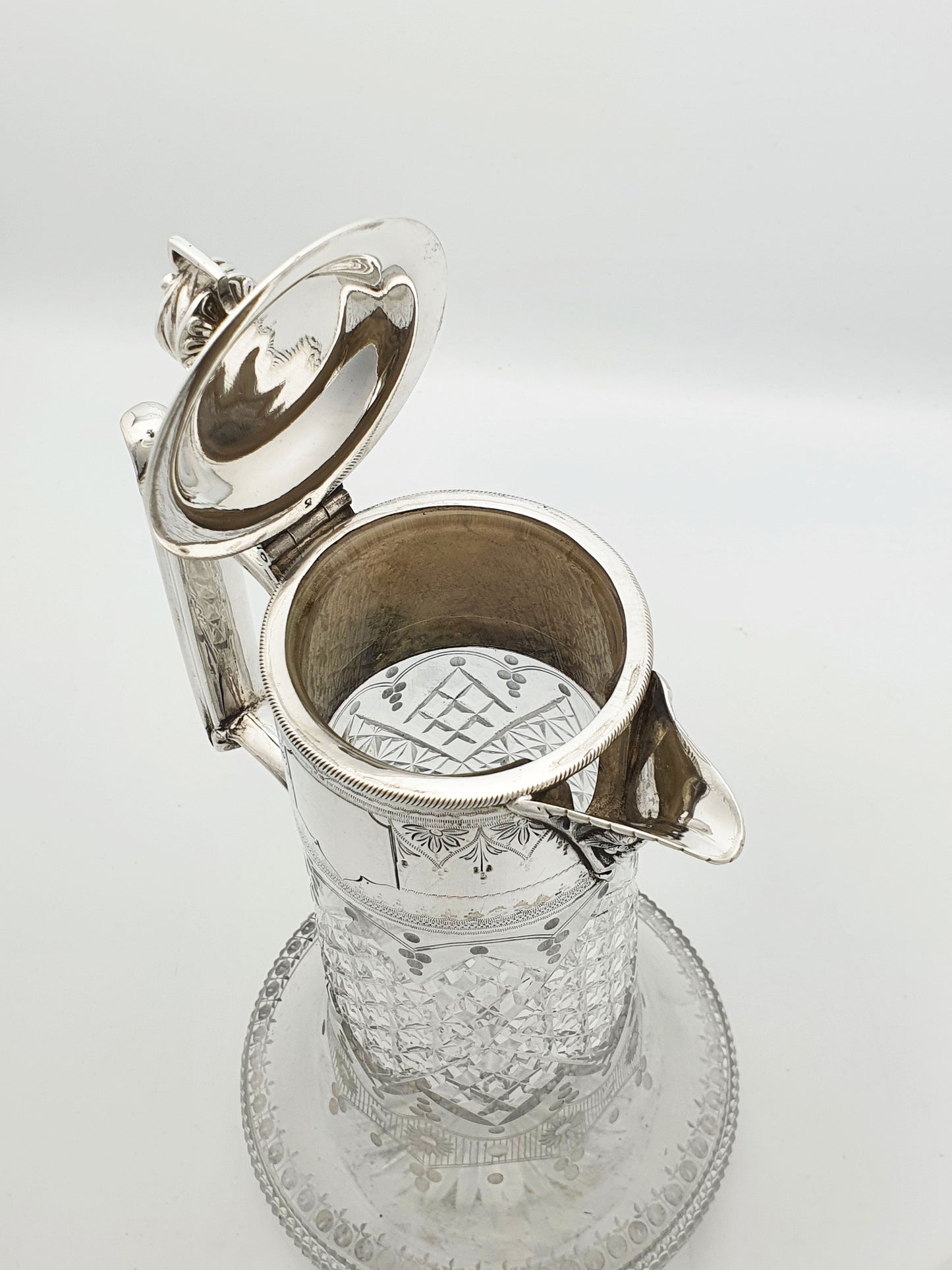 Splendid Victorian Cut Glass & Silver-Plated Claret Jug – circa 1890