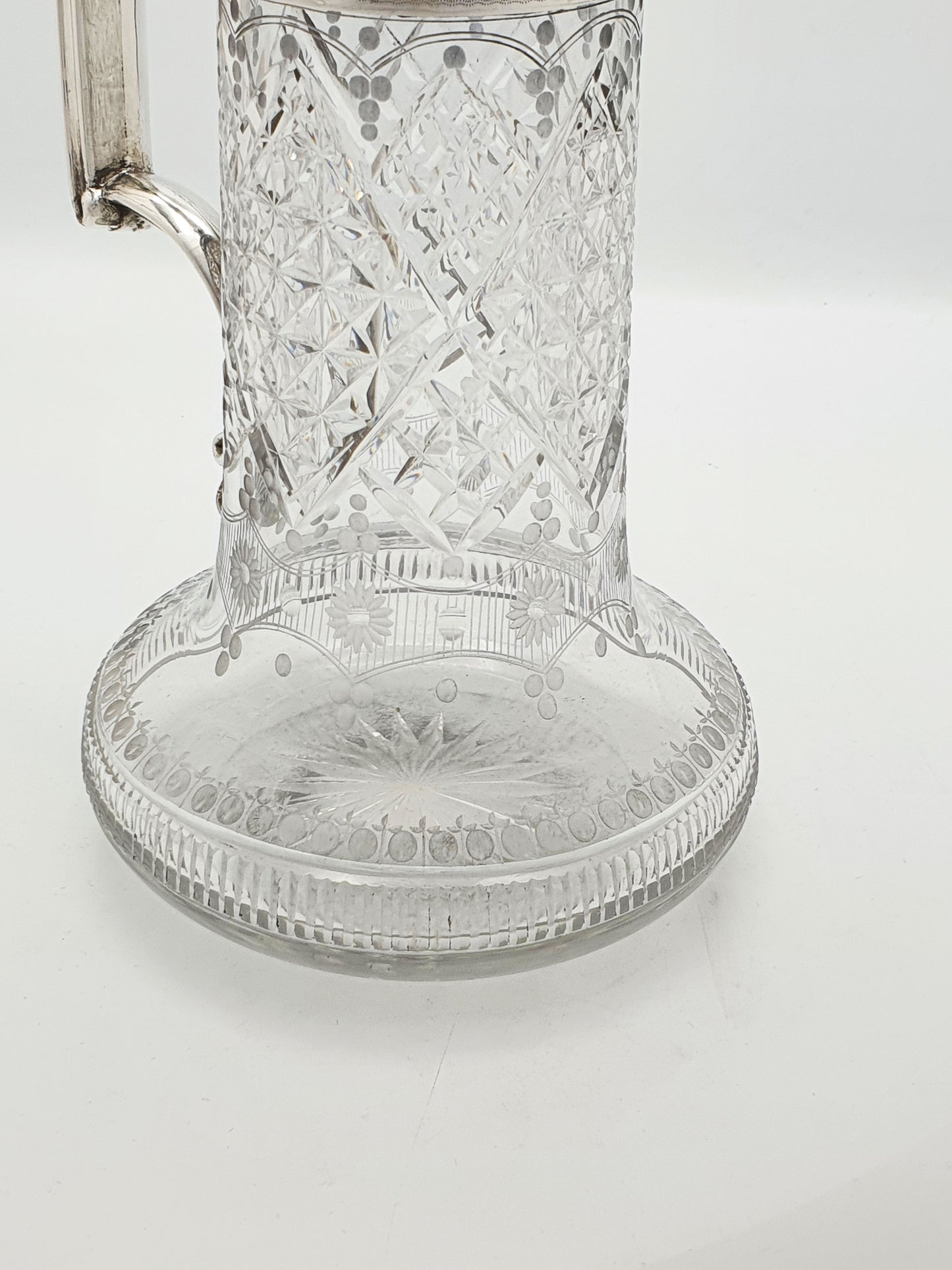 Splendid Victorian Cut Glass & Silver-Plated Claret Jug – circa 1890