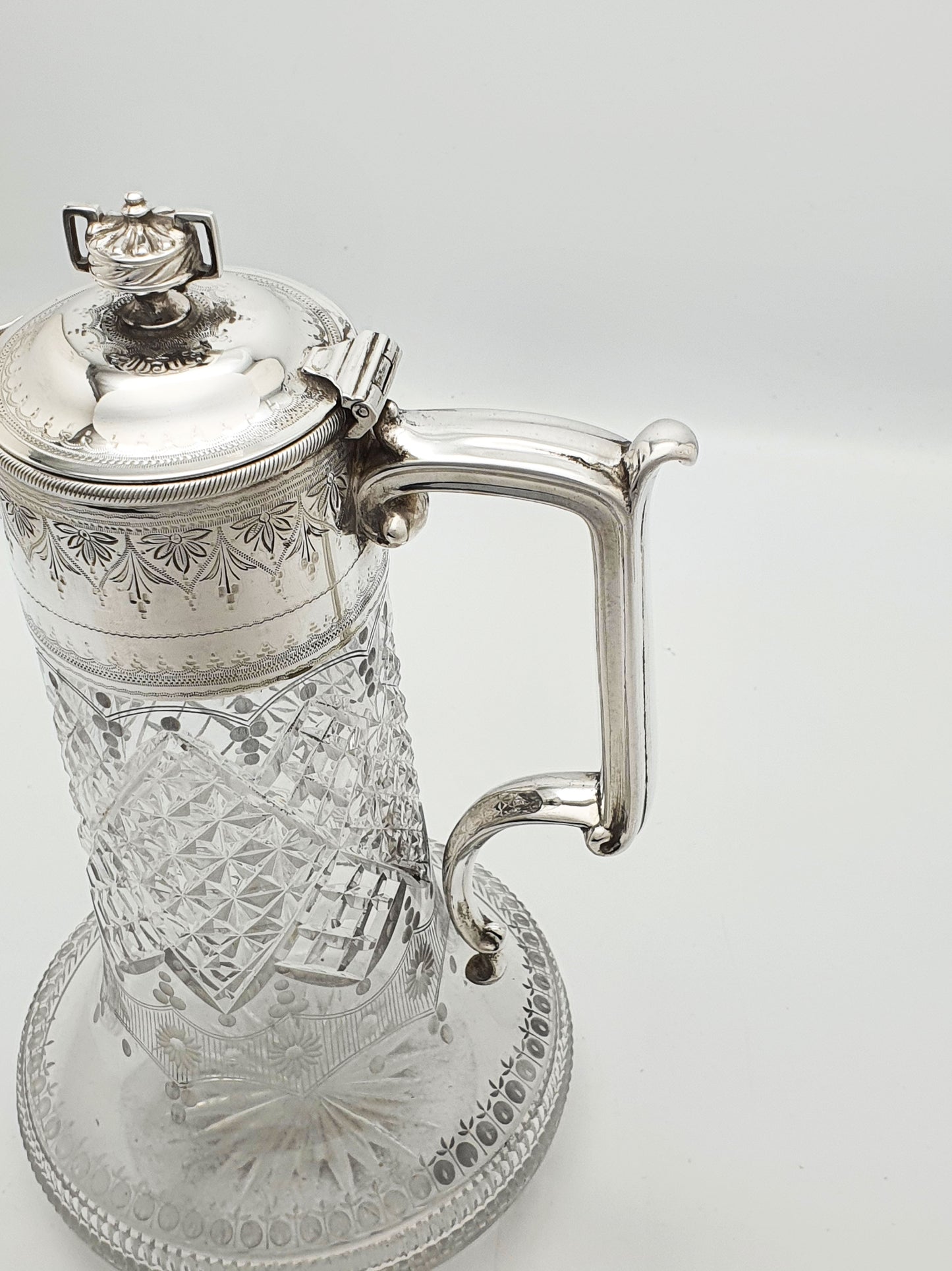 Splendid Victorian Cut Glass & Silver-Plated Claret Jug – circa 1890
