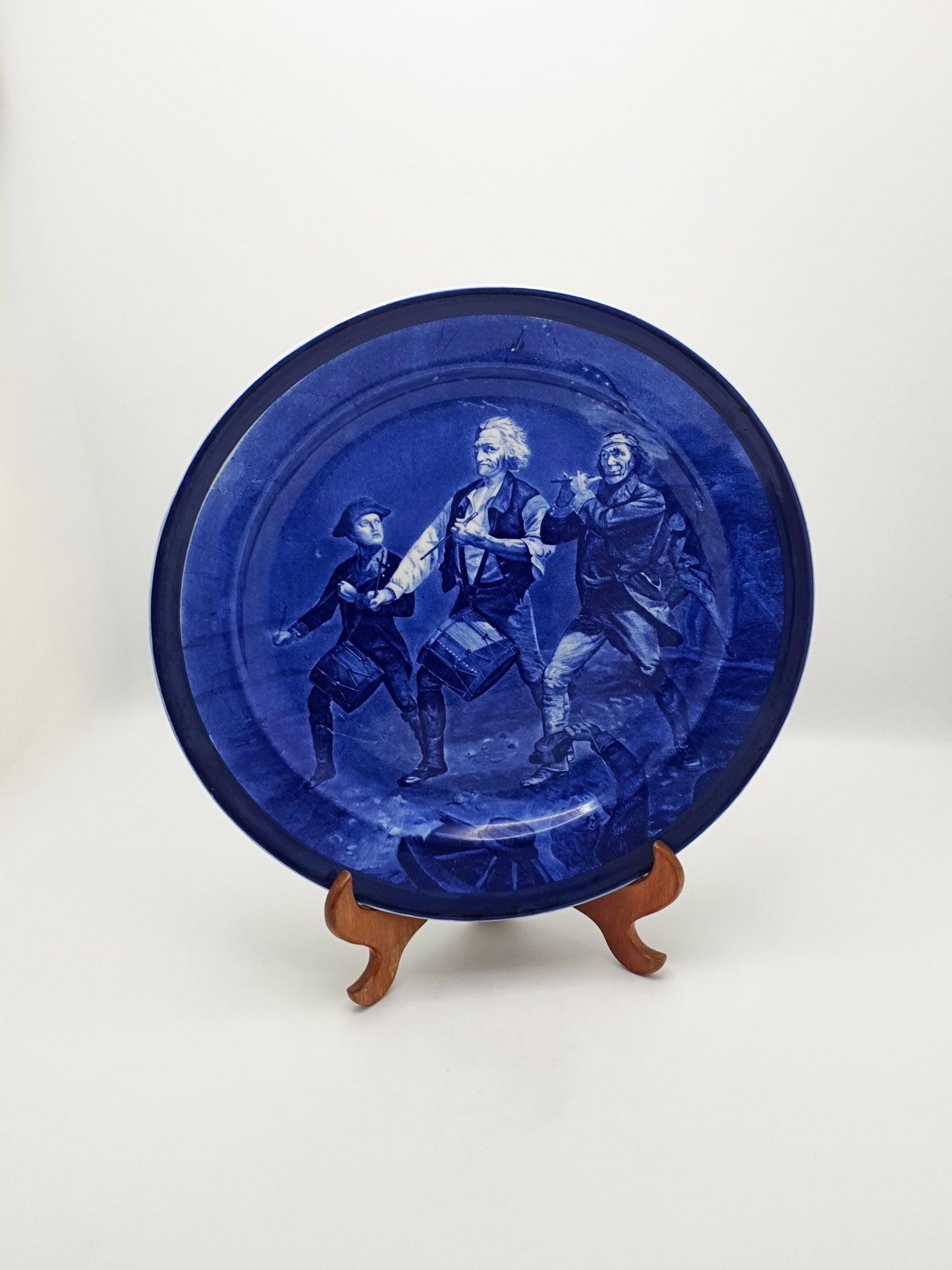 Lovely Cauldon England Flow Blue Charger – “The Spirit of 1776”