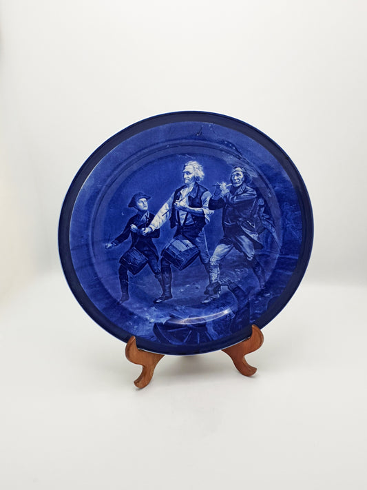 Lovely Cauldon England Flow Blue Charger – “The Spirit of 1776”