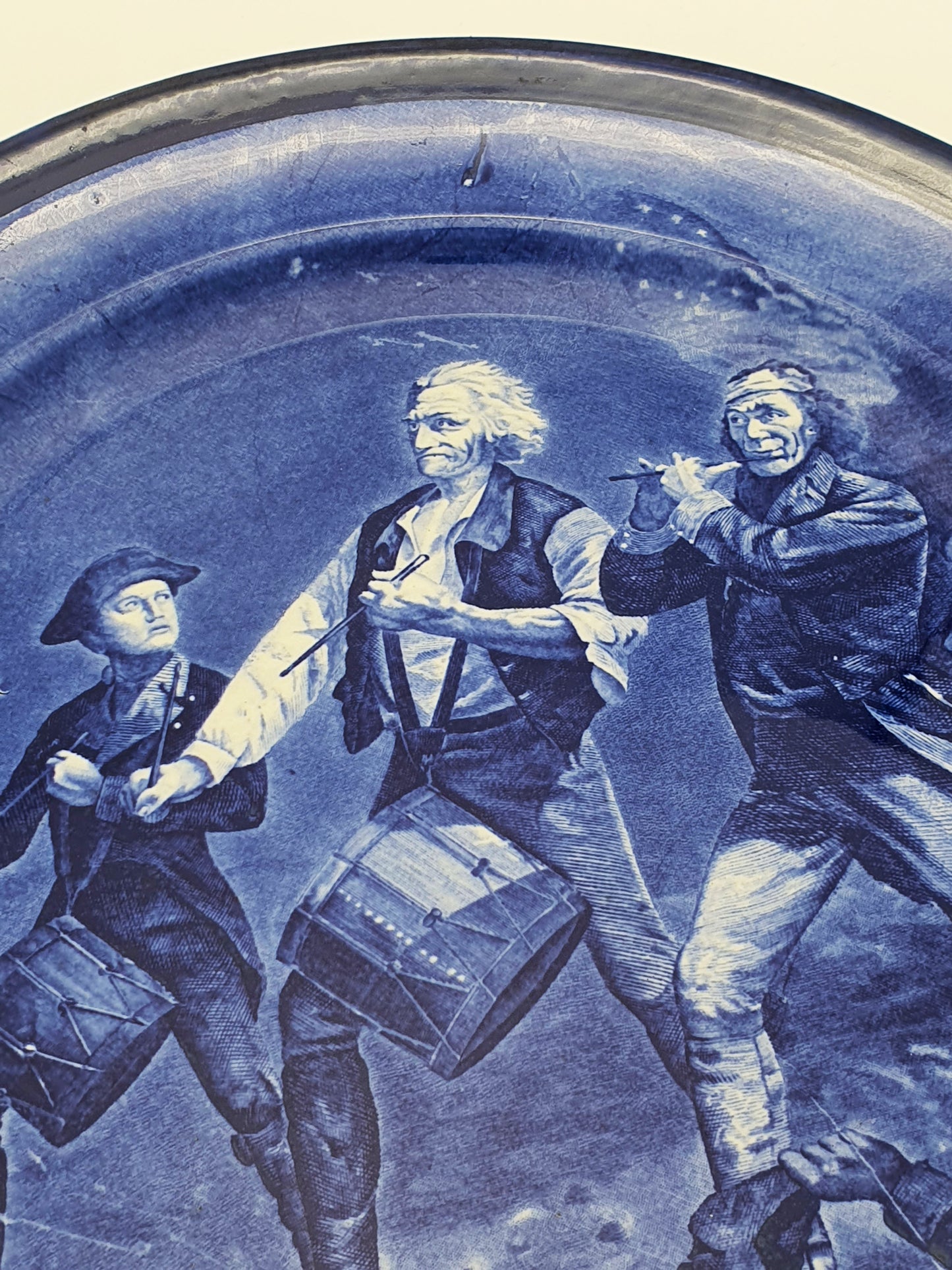 Lovely Cauldon England Flow Blue Charger – “The Spirit of 1776”