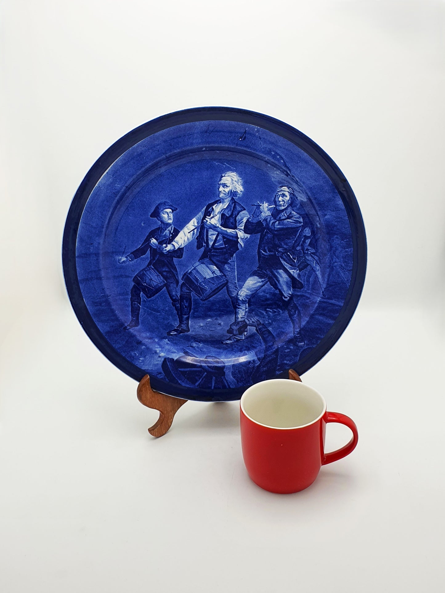 Lovely Cauldon England Flow Blue Charger – “The Spirit of 1776”