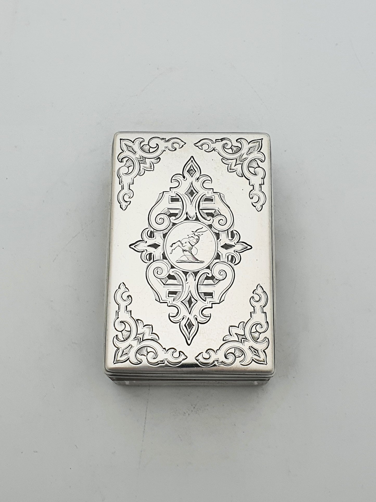 Lovely Antique Victorian Sterling Silver & Cut Glass Trinket Box - 1844