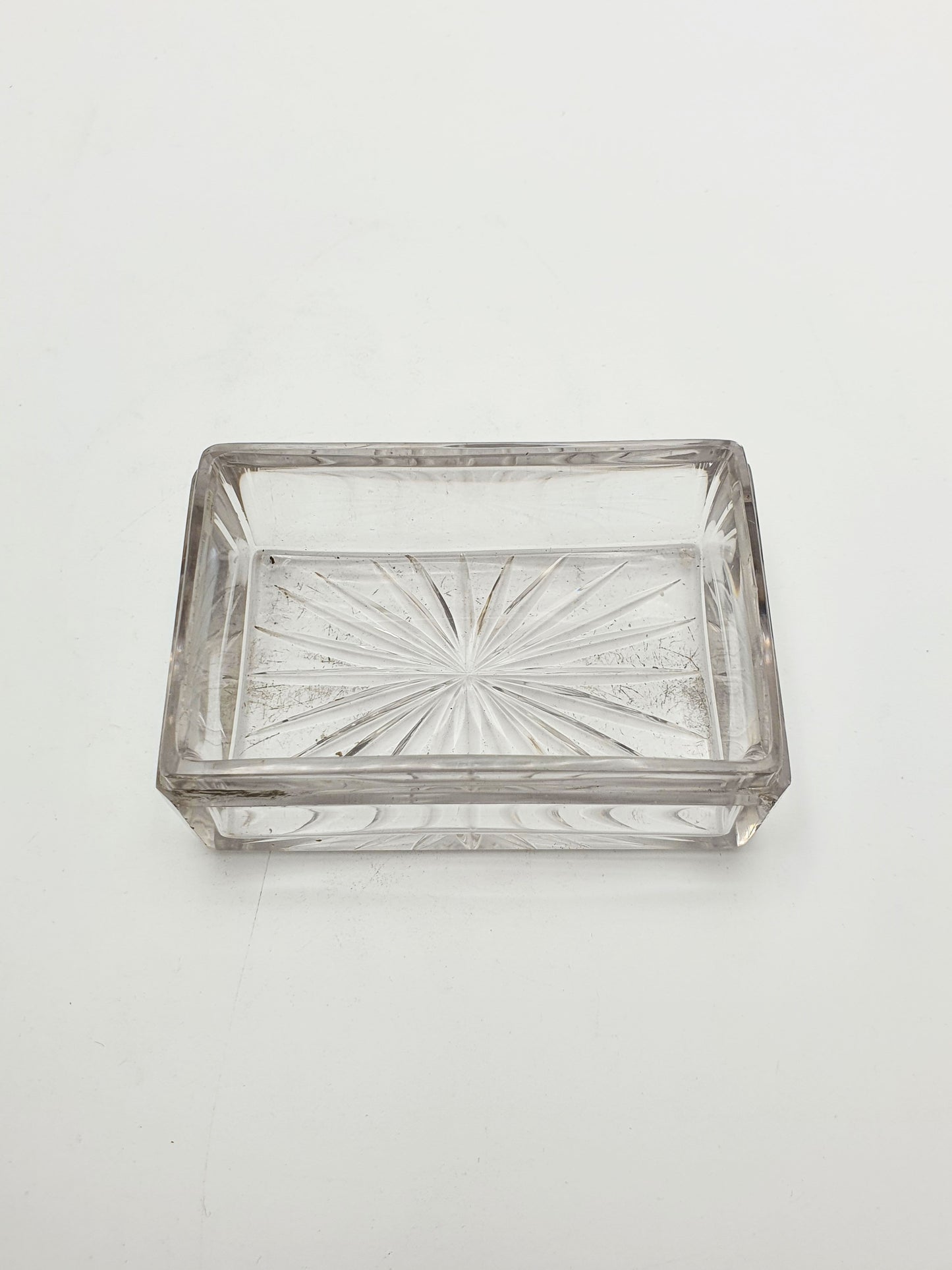 Lovely Antique Victorian Sterling Silver & Cut Glass Trinket Box - 1844