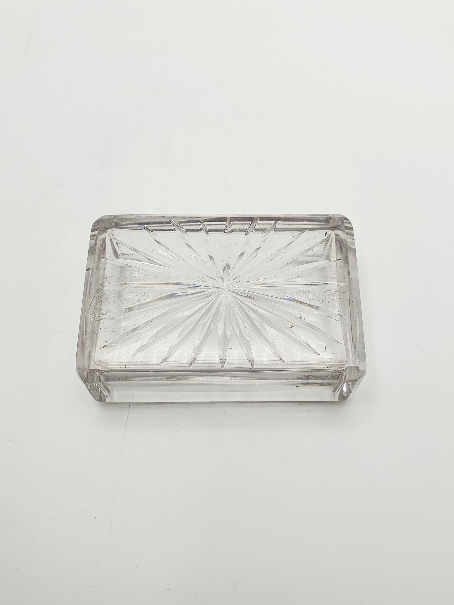 Lovely Antique Victorian Sterling Silver & Cut Glass Trinket Box - 1844