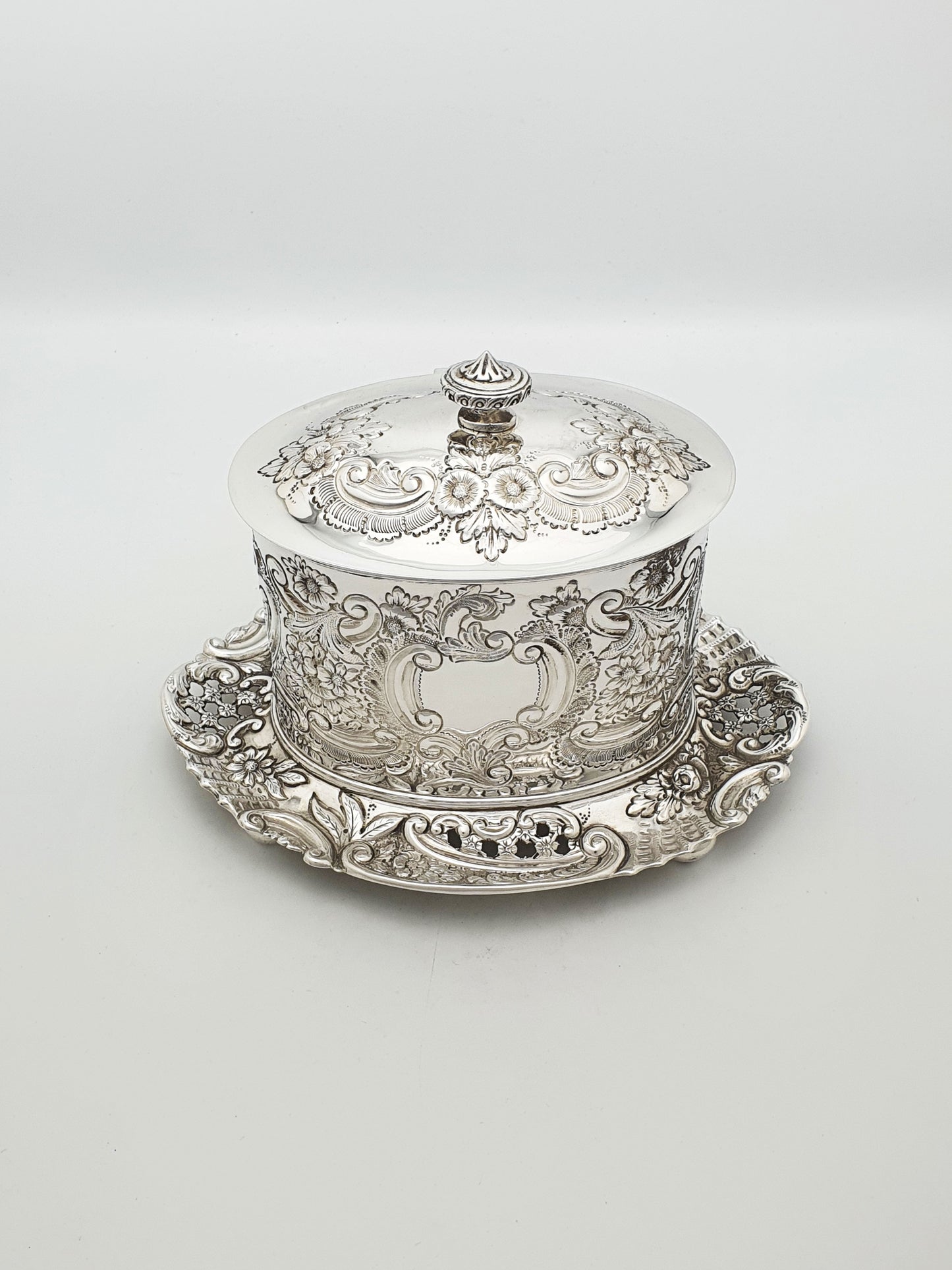 Fabulous Antique Victorian Embossed Silver Plated Biscuit Box – circa 1890