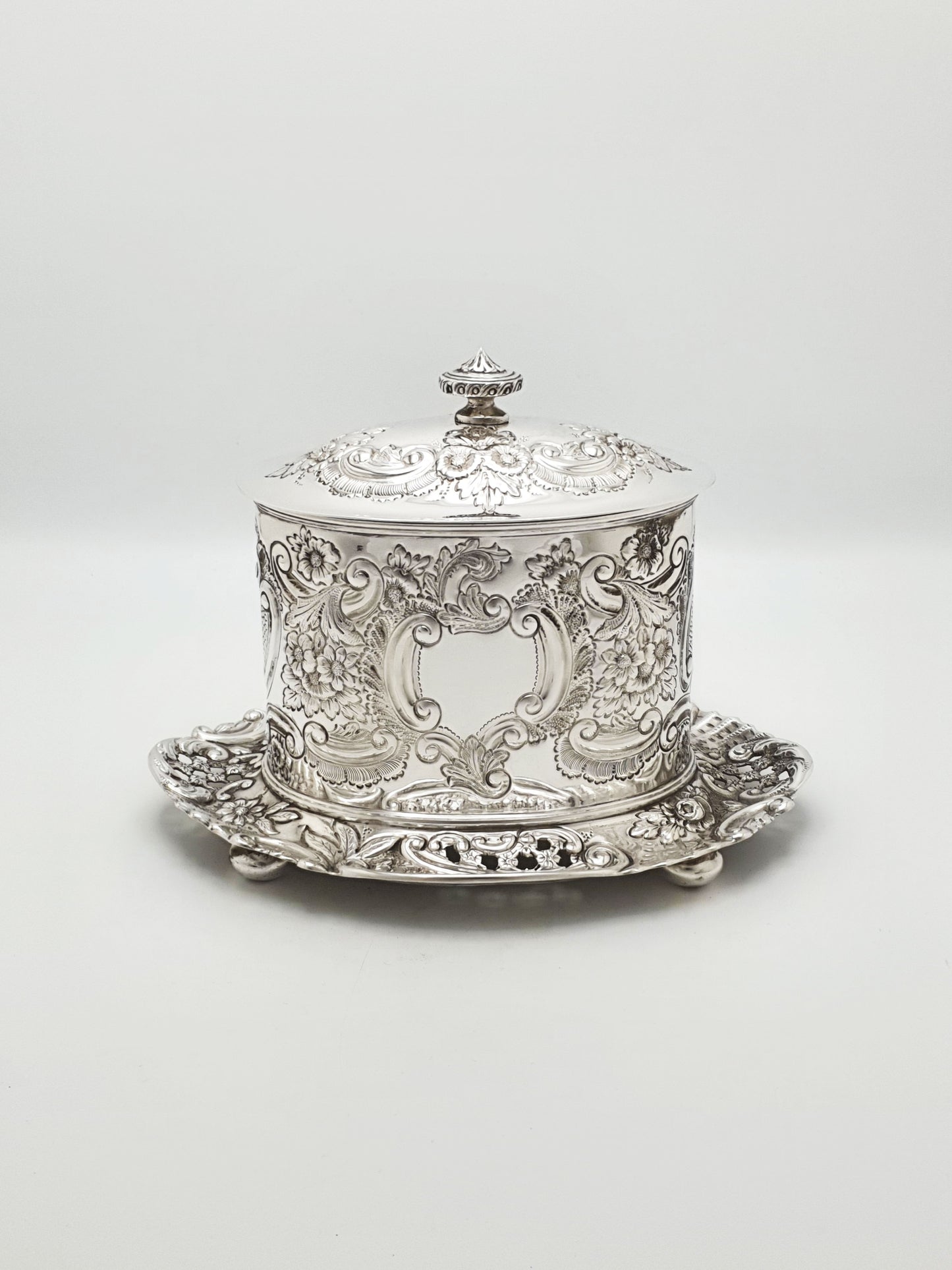 Fabulous Antique Victorian Embossed Silver Plated Biscuit Box – circa 1890