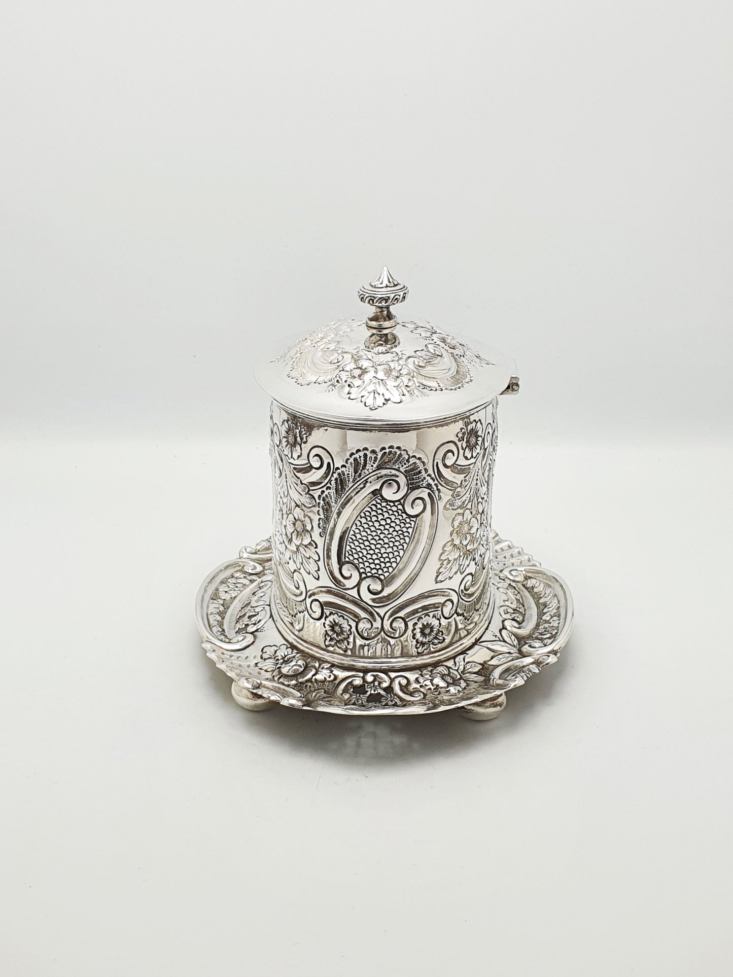 Fabulous Antique Victorian Embossed Silver Plated Biscuit Box – circa 1890