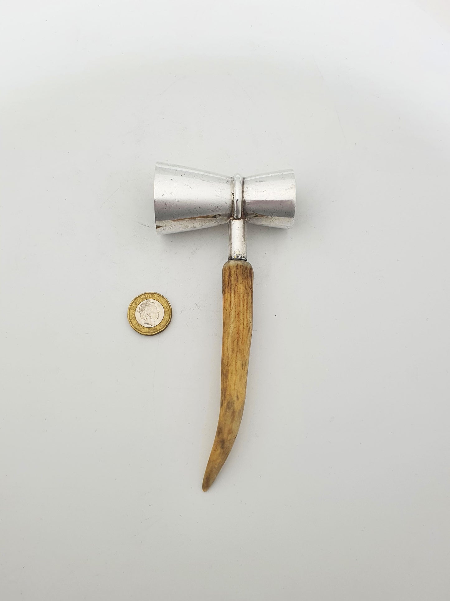 Lovely Vintage Silver-Plated Cocktail Jigger with Antler Handle – circa 1960