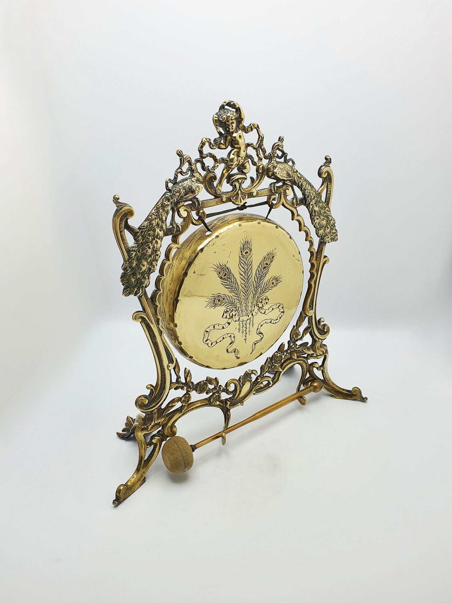 Fabulous Antique Victorian Brass Peacock Dinner Gong – circa 1890