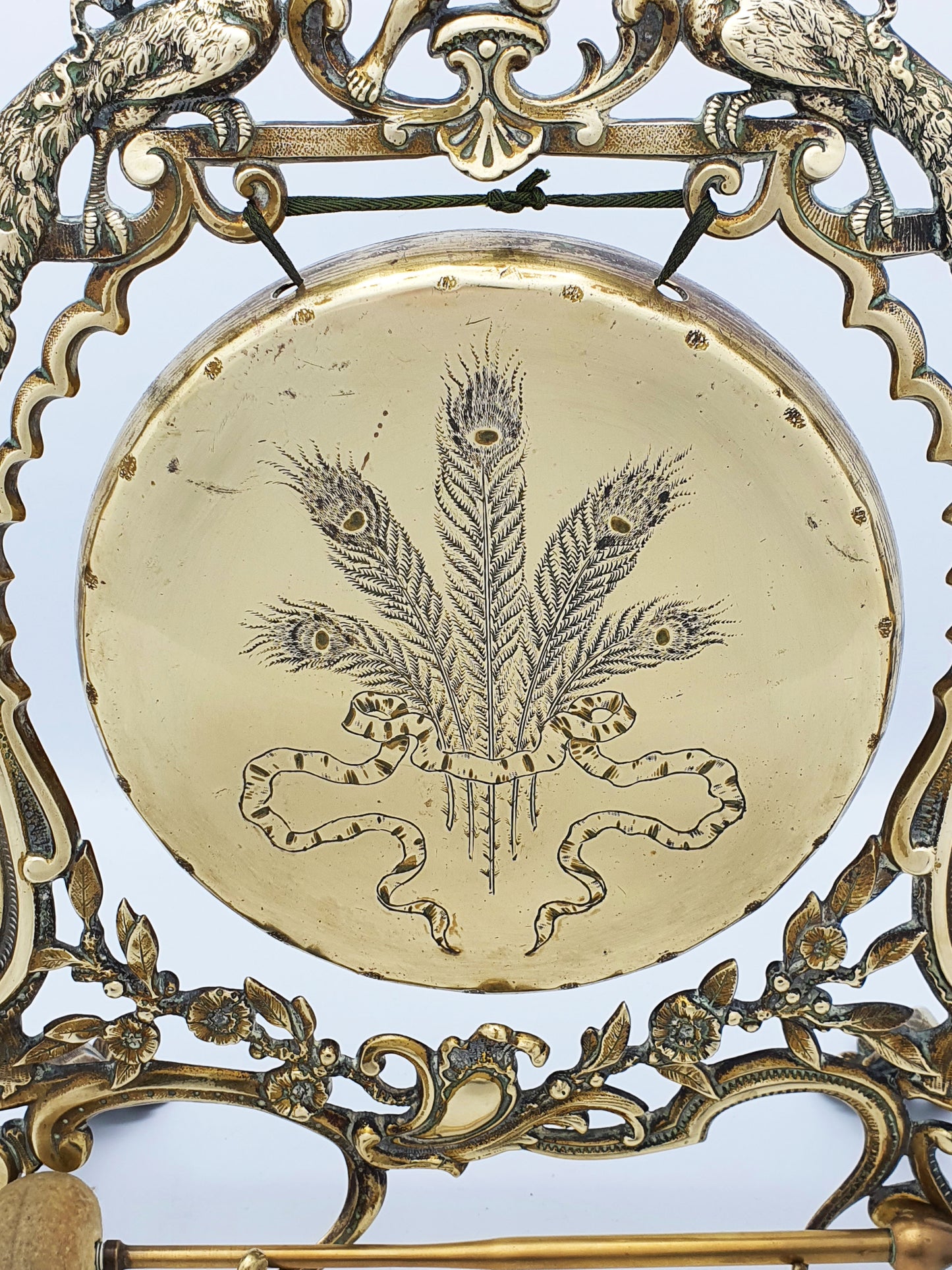 Fabulous Antique Victorian Brass Peacock Dinner Gong – circa 1890