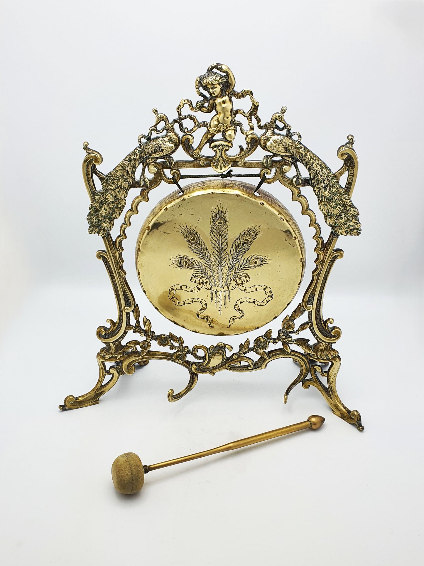 Fabulous Antique Victorian Brass Peacock Dinner Gong – circa 1890