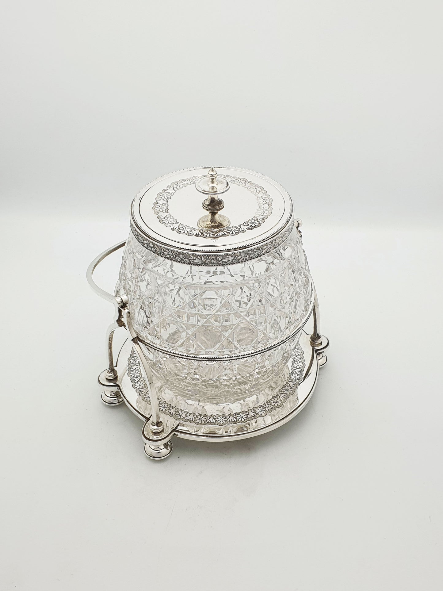 Stunning Antique Victorian Silver Plated & Cut Glass Biscuit Box – circa 1890