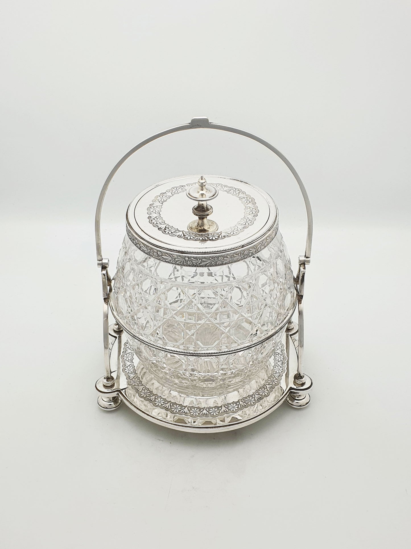 Stunning Antique Victorian Silver Plated & Cut Glass Biscuit Box – circa 1890