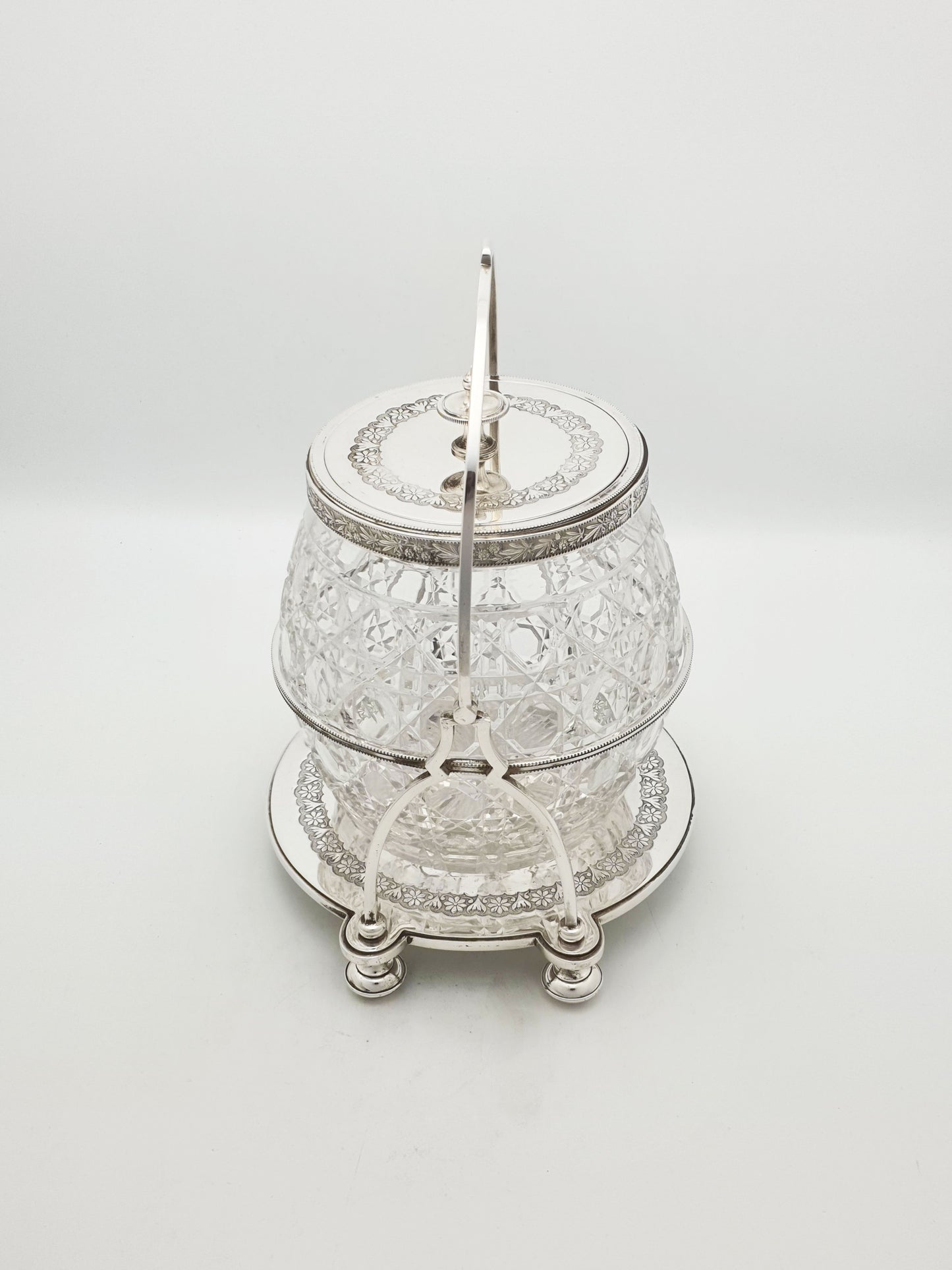 Stunning Antique Victorian Silver Plated & Cut Glass Biscuit Box – circa 1890