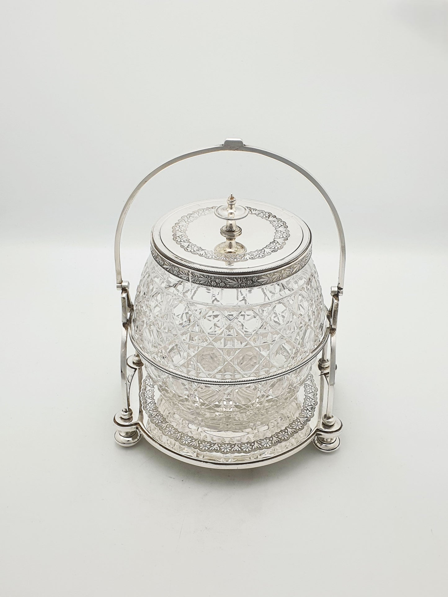 Stunning Antique Victorian Silver Plated & Cut Glass Biscuit Box – circa 1890