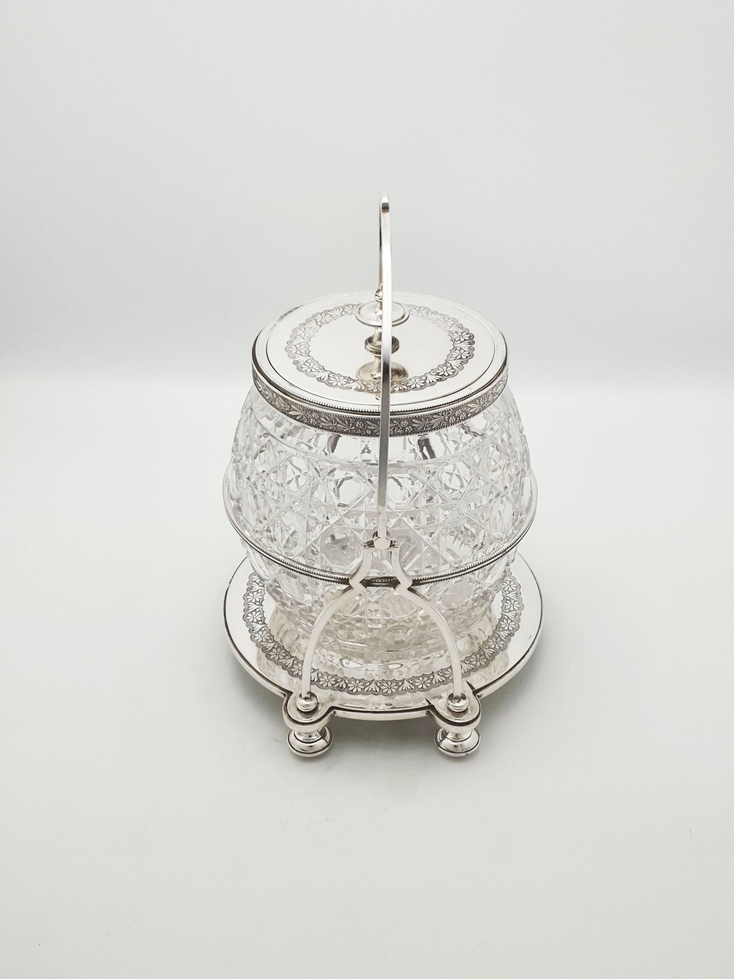 Stunning Antique Victorian Silver Plated & Cut Glass Biscuit Box – circa 1890