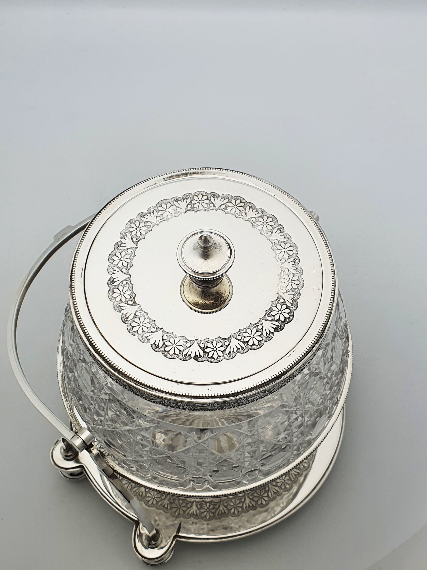Stunning Antique Victorian Silver Plated & Cut Glass Biscuit Box – circa 1890