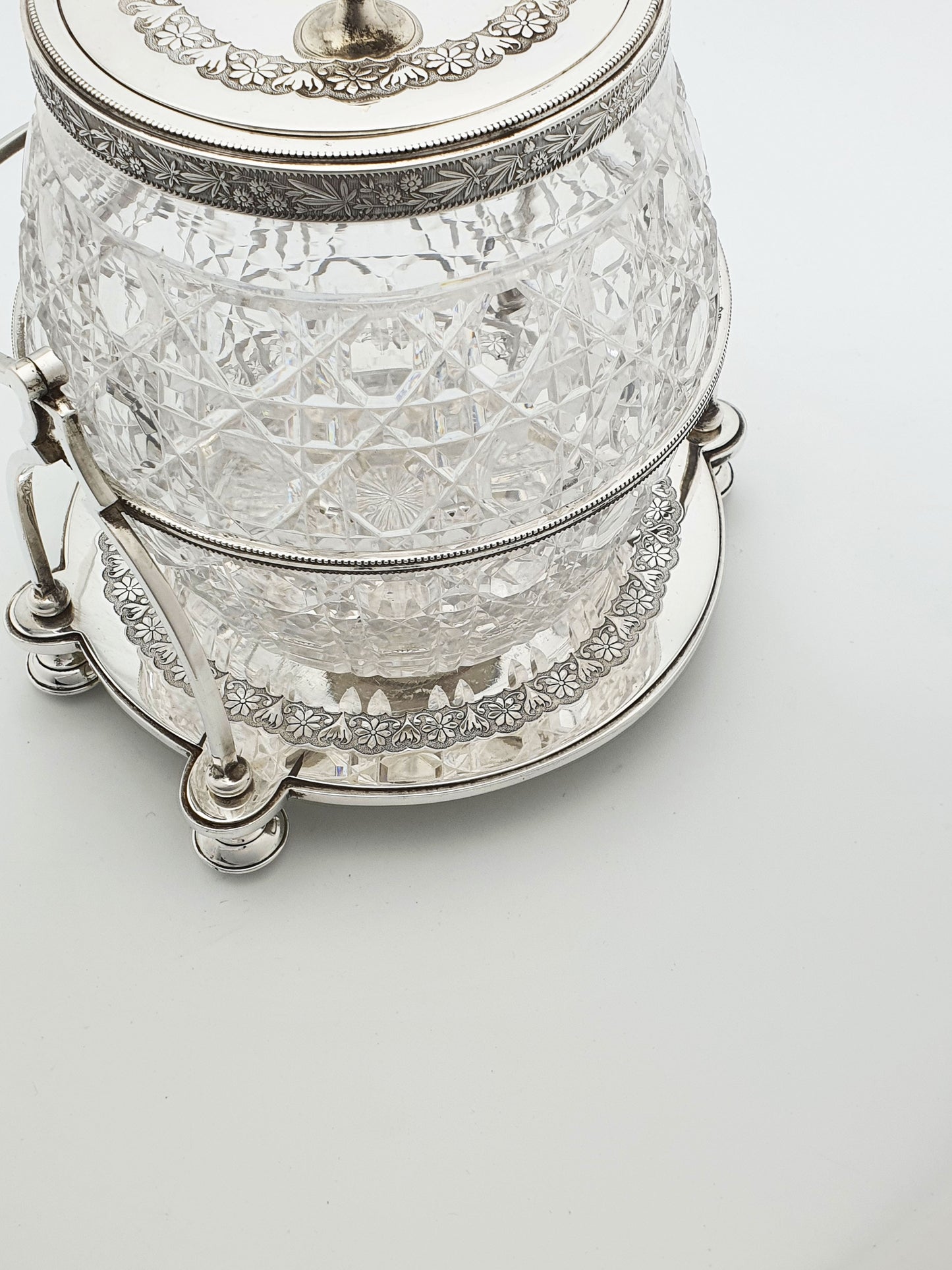 Stunning Antique Victorian Silver Plated & Cut Glass Biscuit Box – circa 1890