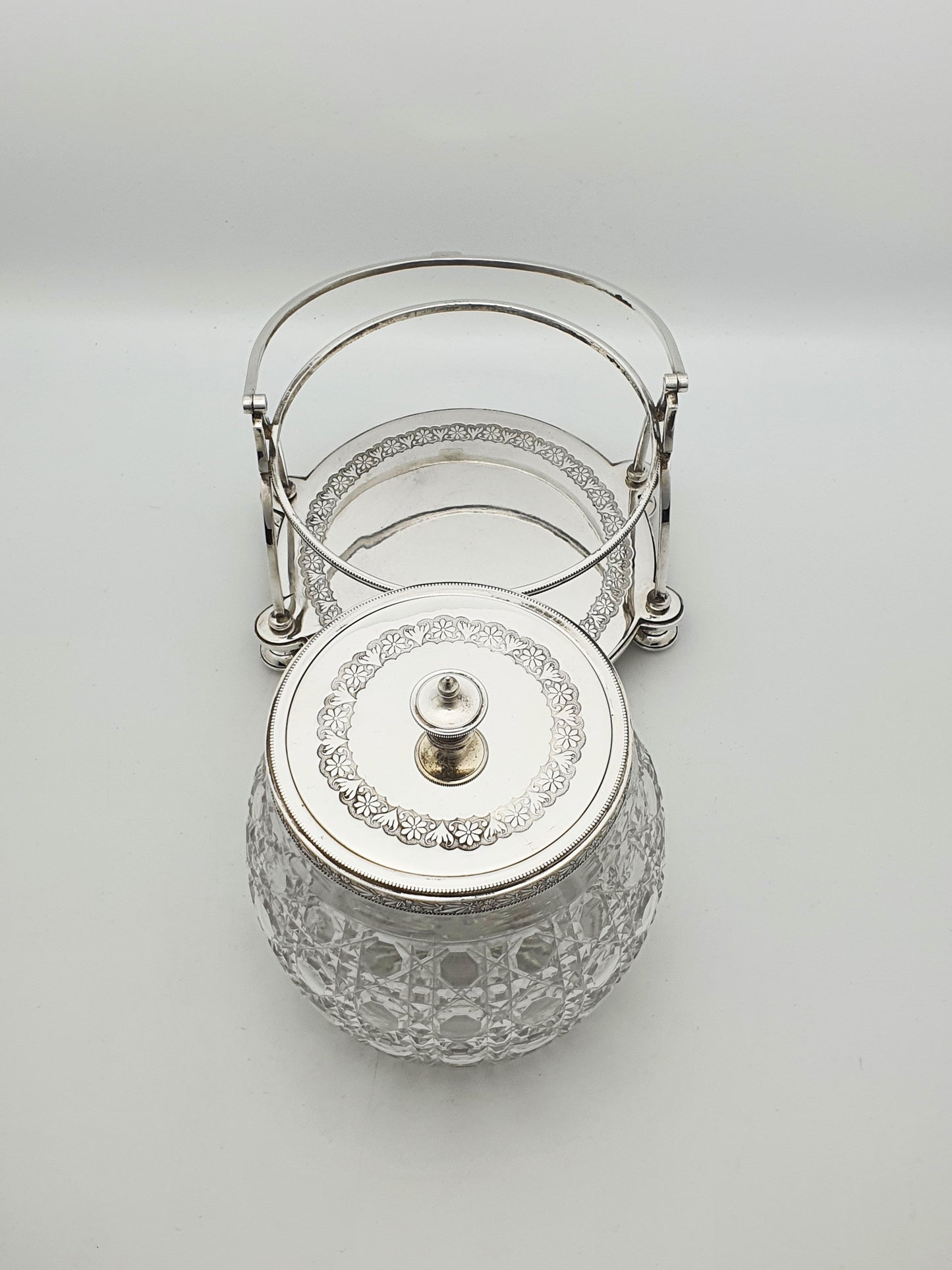 Stunning Antique Victorian Silver Plated & Cut Glass Biscuit Box – circa 1890