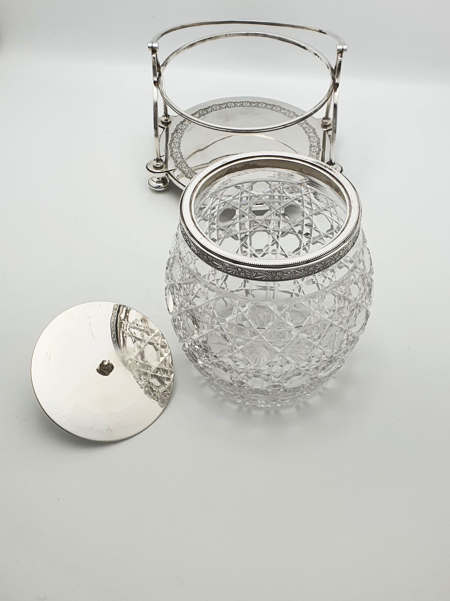 Stunning Antique Victorian Silver Plated & Cut Glass Biscuit Box – circa 1890