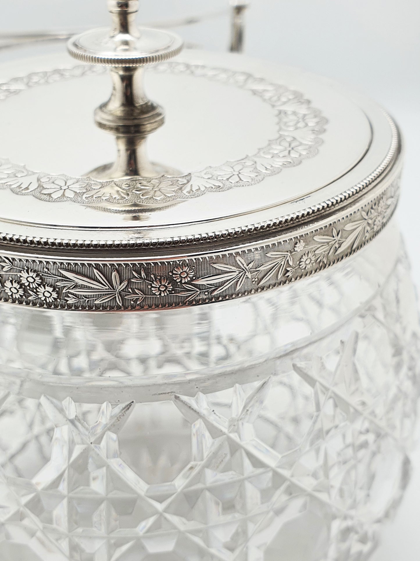 Stunning Antique Victorian Silver Plated & Cut Glass Biscuit Box – circa 1890
