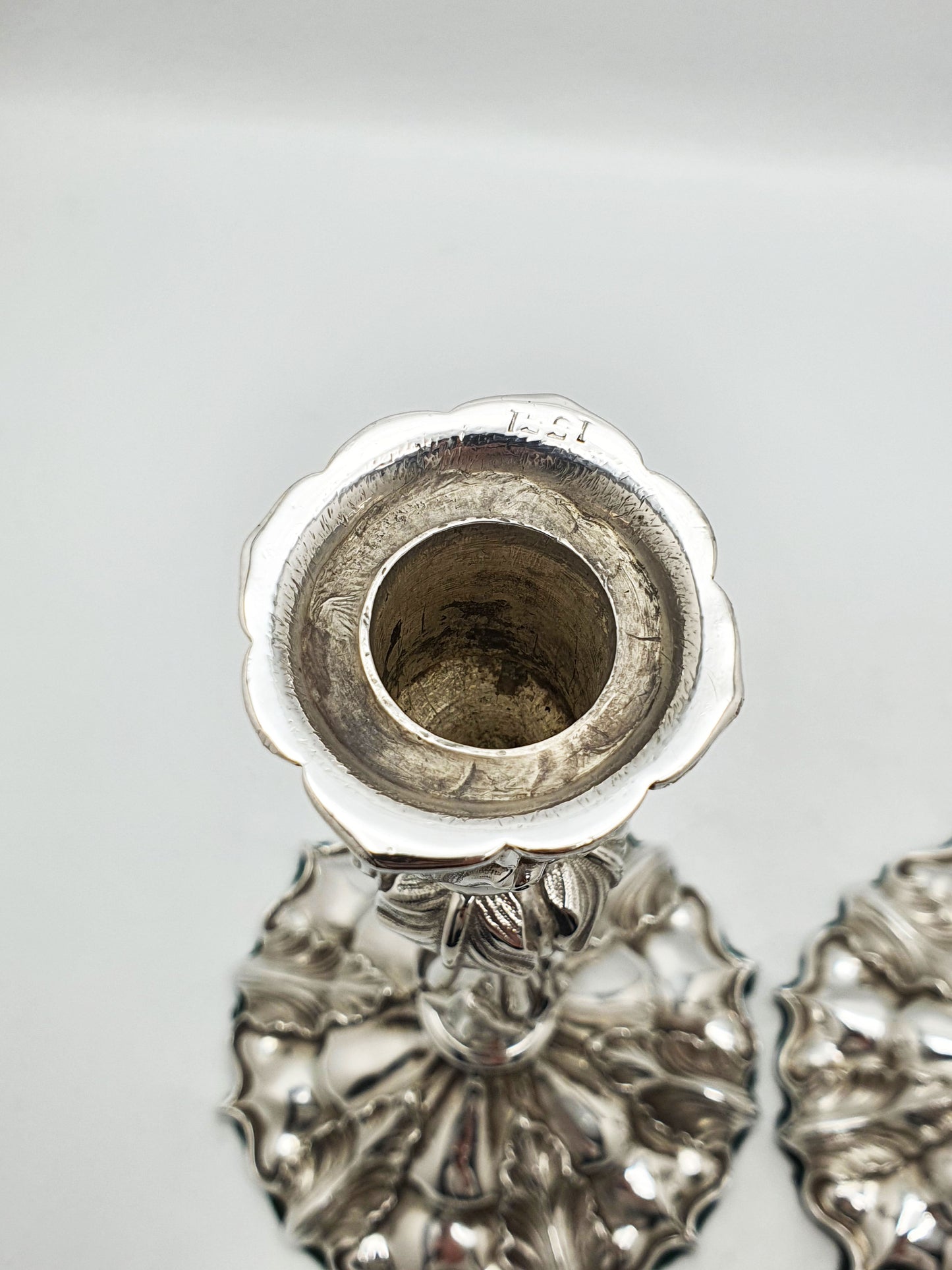 Pair of Ornate Antique Silver-Plated Rococo Revival Candlesticks - 1870