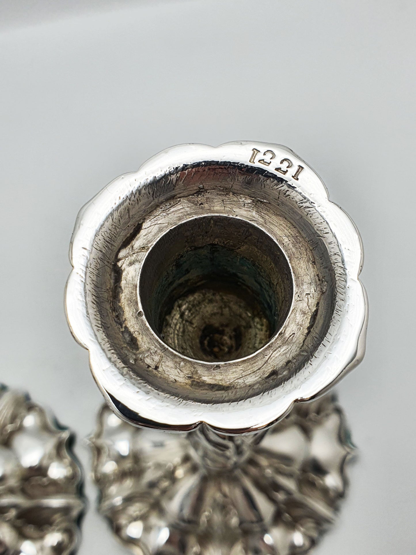 Pair of Ornate Antique Silver-Plated Rococo Revival Candlesticks - 1870