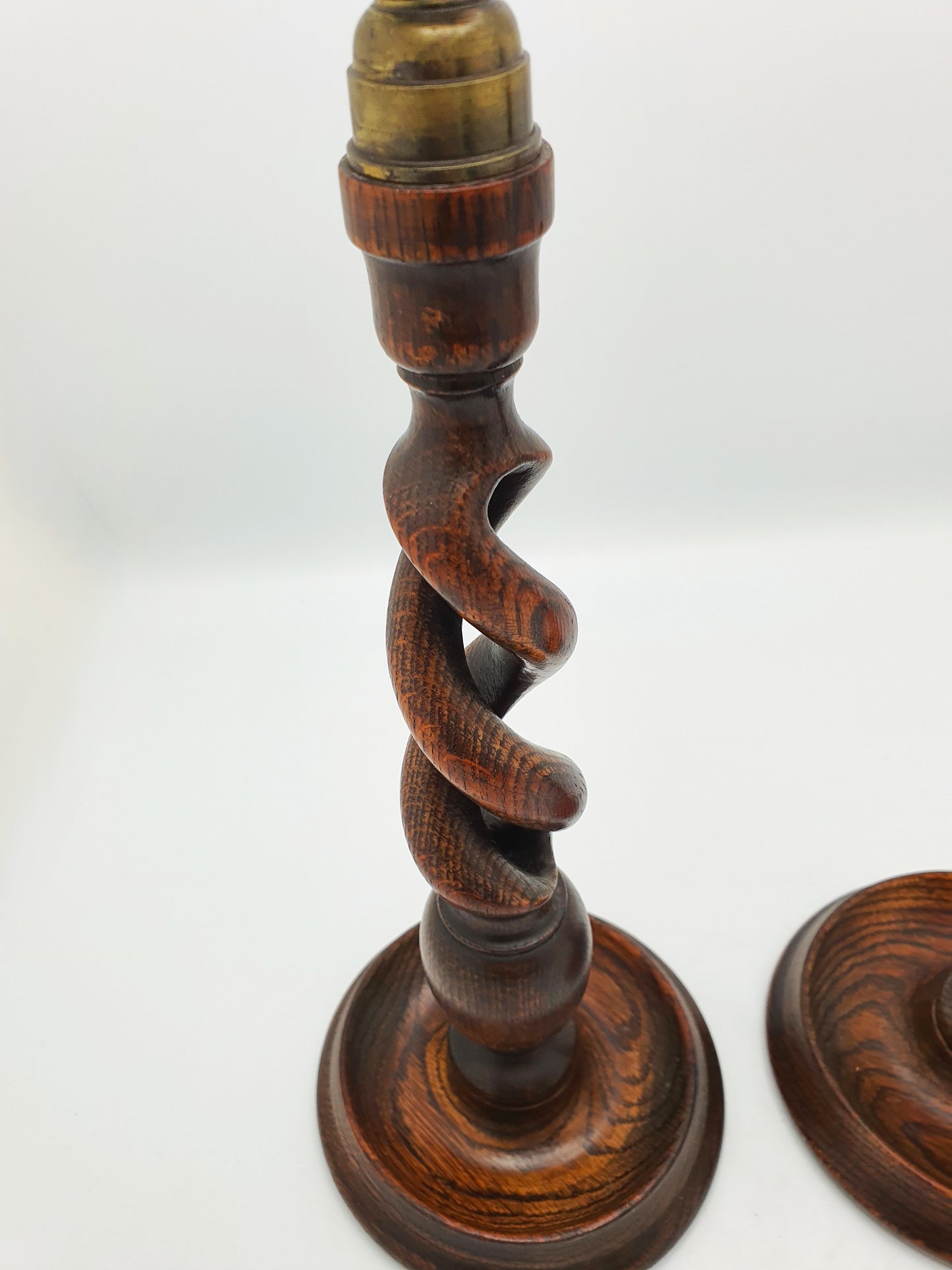 Nice Pair of Antique Open Barley Twist Oak Candlesticks – circa 1920