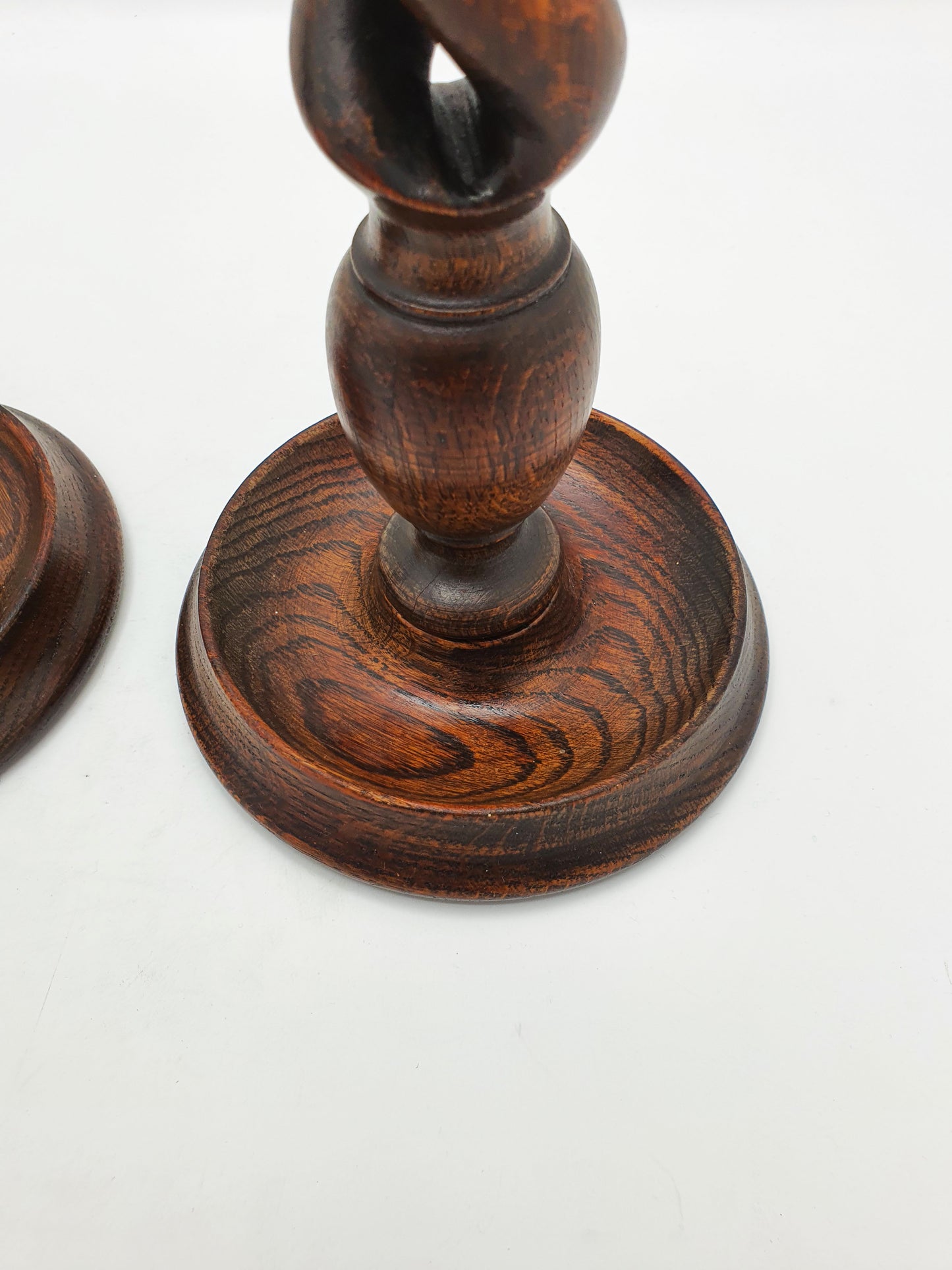 Nice Pair of Antique Open Barley Twist Oak Candlesticks – circa 1920