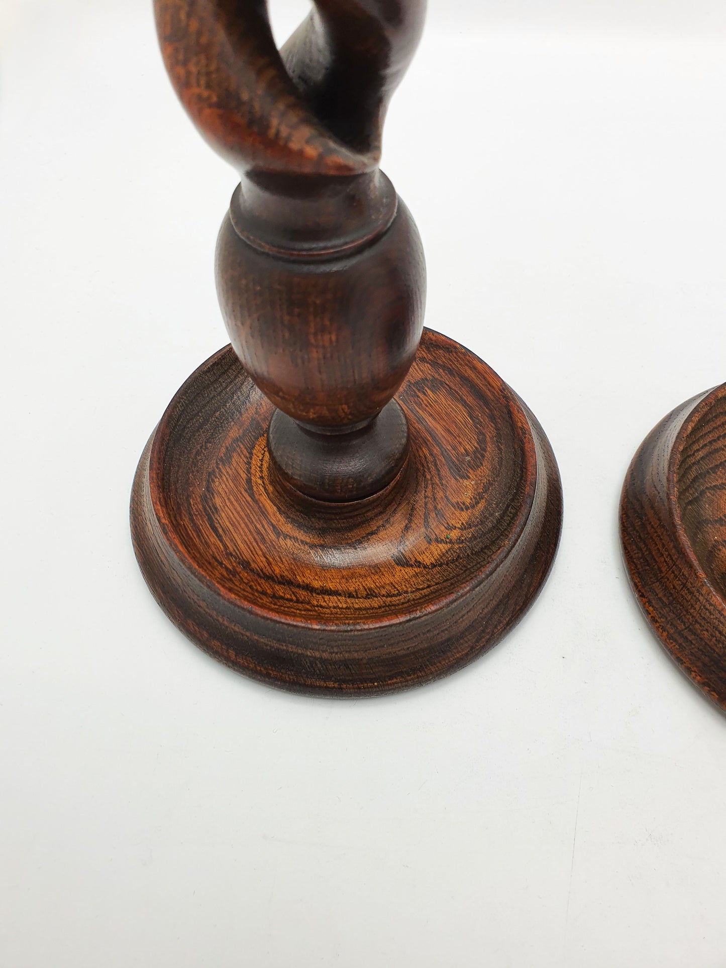 Nice Pair of Antique Open Barley Twist Oak Candlesticks – circa 1920