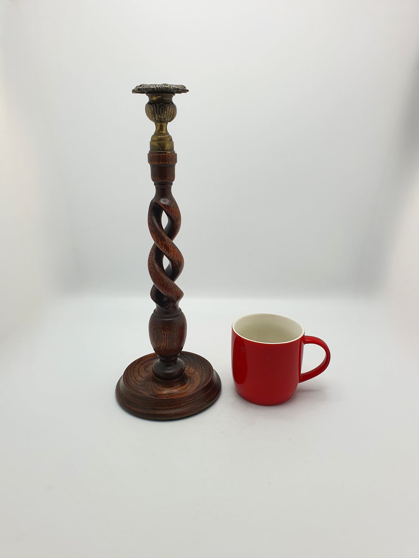 Nice Pair of Antique Open Barley Twist Oak Candlesticks – circa 1920