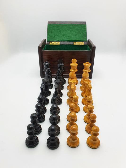 Nice Vintage Staunton Style Chess Set with Coromandel Storage Box – circa 1930