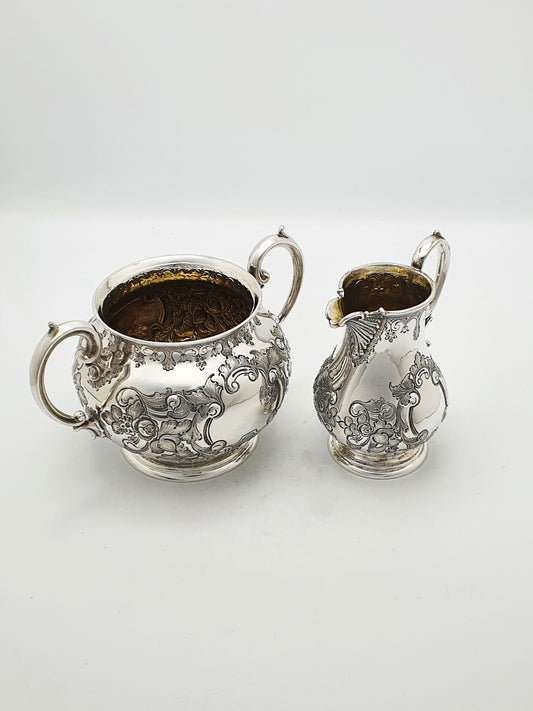 Antique Victorian Silver Plated Two Piece Jug & Sugar Bowl Set – circa 1890